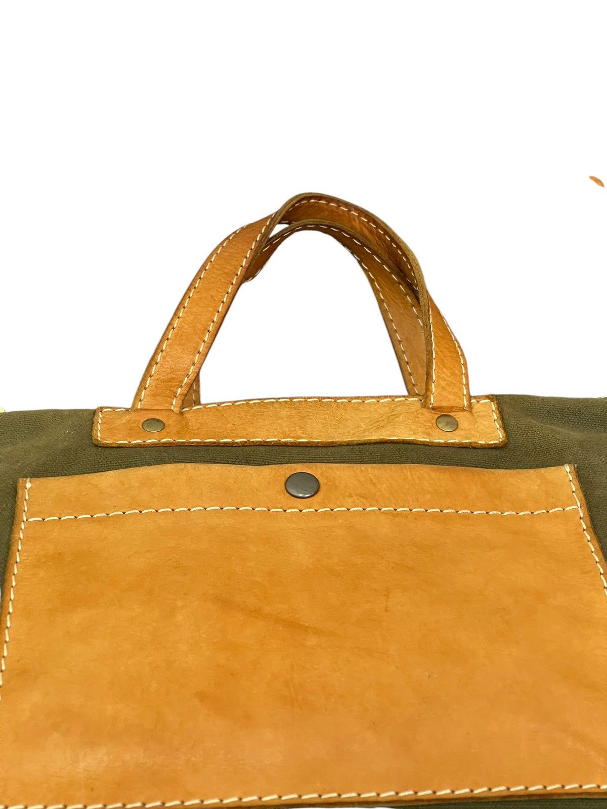 Japanese Brand Leather Cotton Canvas Fes Handmade Cross Body Bag 9🟩 Size ONE SIZE - 11 Thumbnail