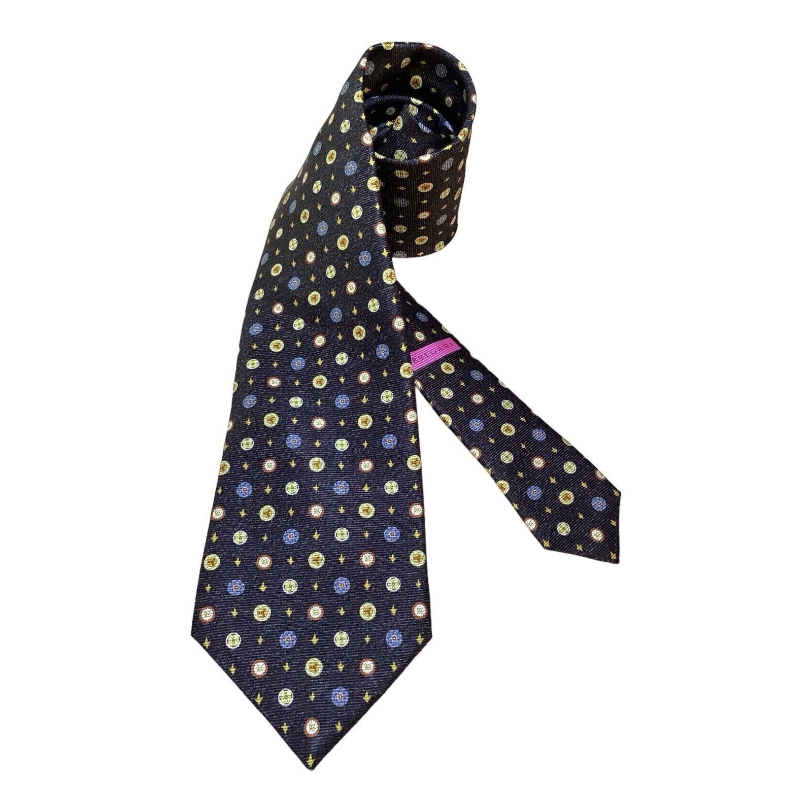 Bvlgari BVLGARI 7Fold Navy Beyblade Print Silk Tie Italy W: 4" NWOT Size ONE SIZE - 1 Thumbnail