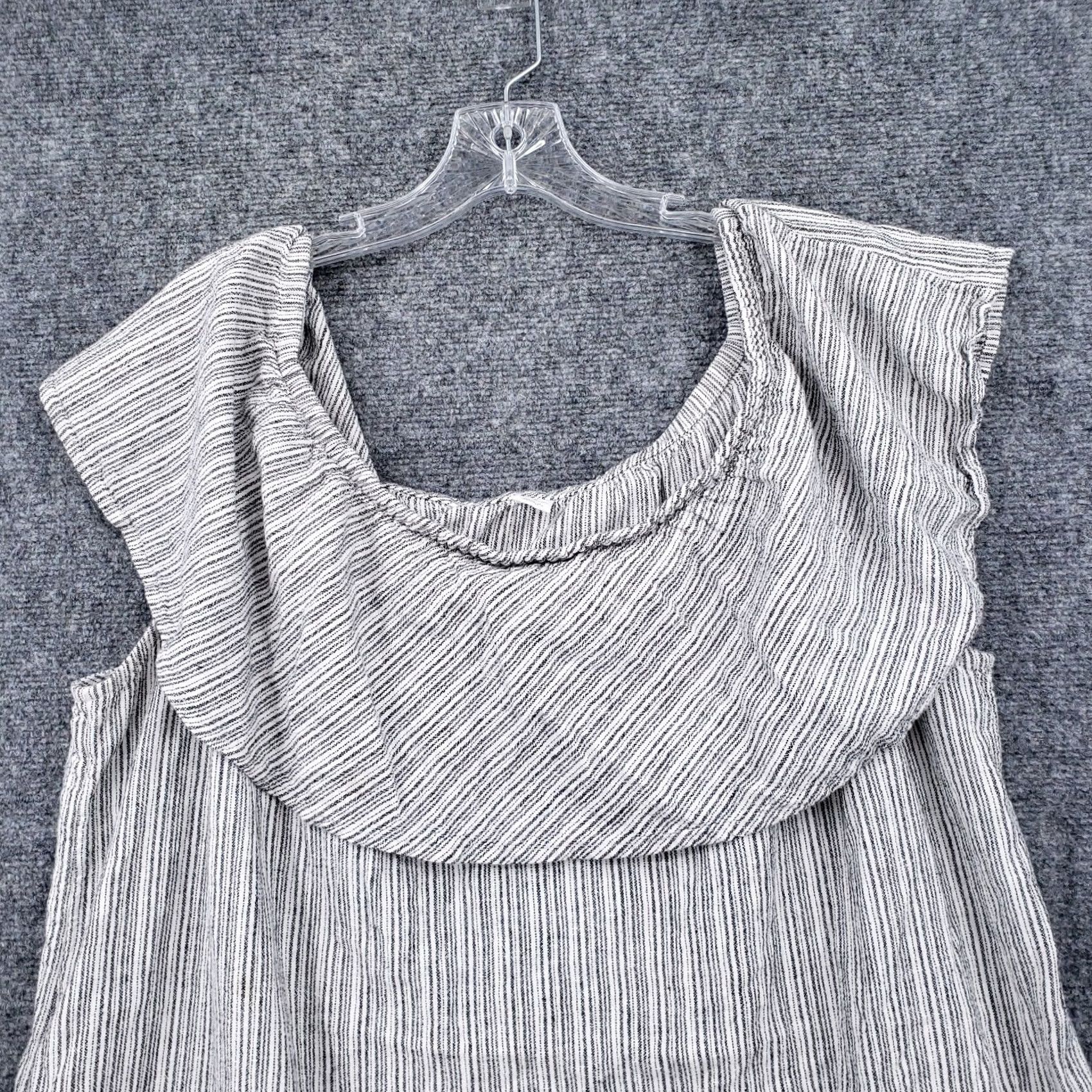 Old Navy Old Navy Dress Womens 2X Plus White Striped Shift Mini Linen Off Shoulder A-Line Dress Size XXL / US 16-18 / IT 52-54 - 3 Thumbnail