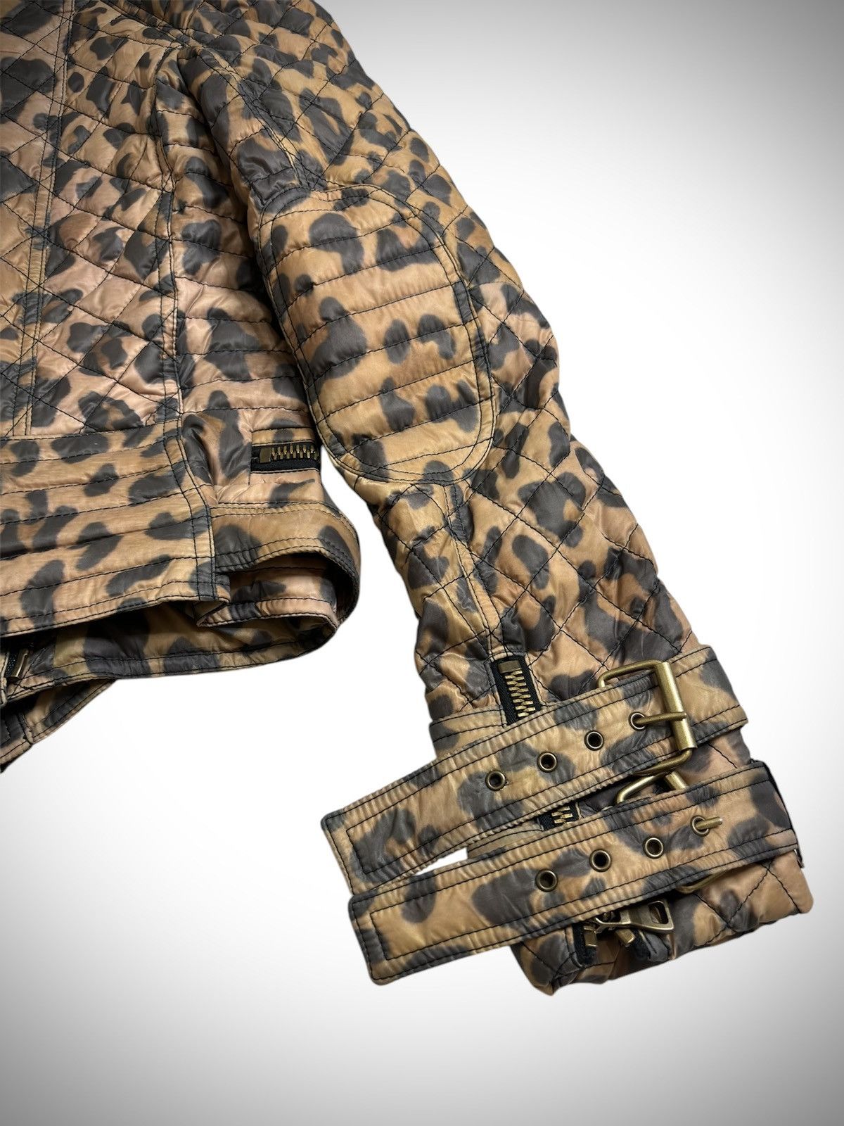 Balmain Balmain Paris - Leopard Print Nylon Quilted Biker Jacket Size XS / US 0-2 / IT 36-38 - 6 Thumbnail