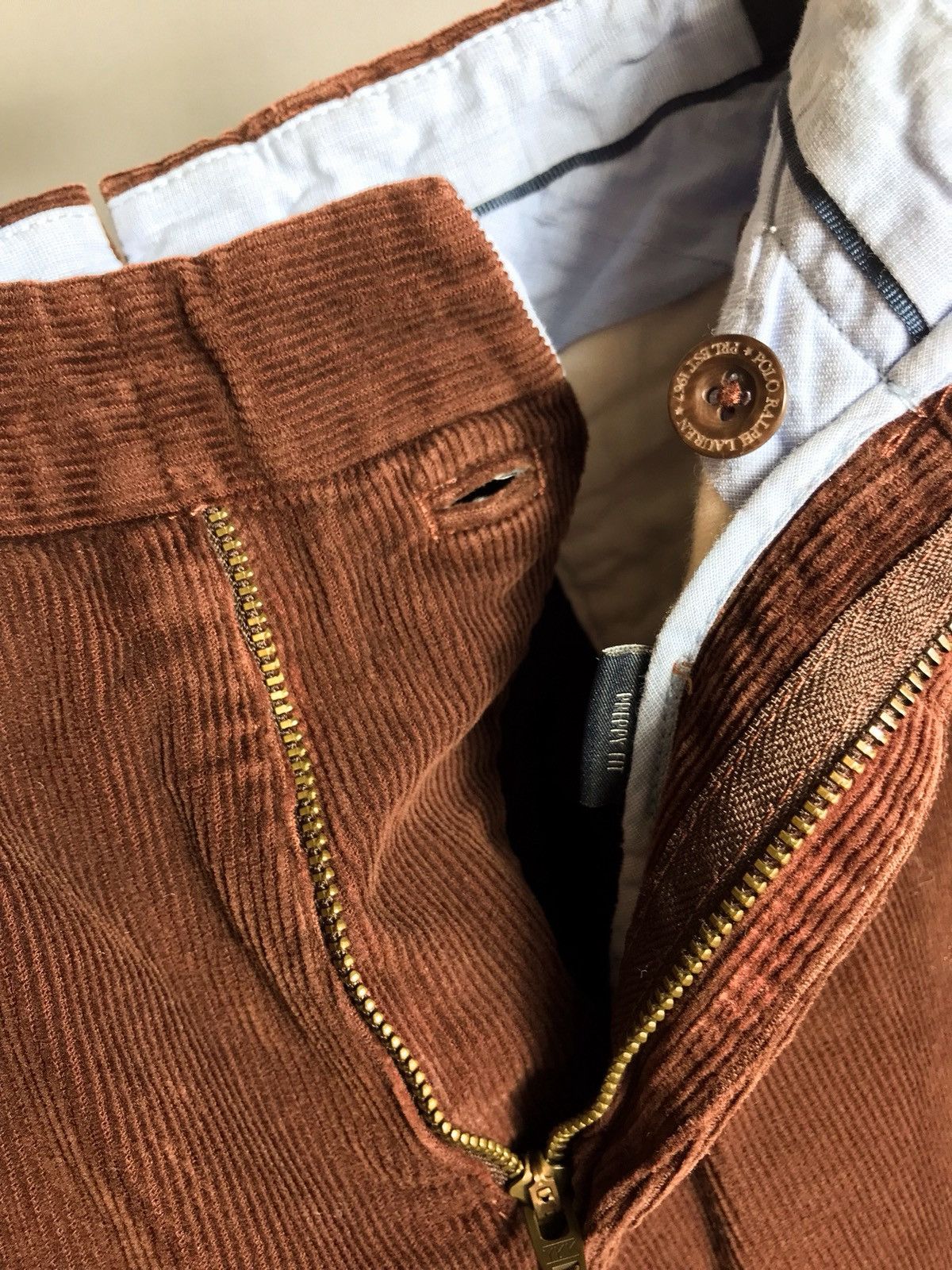 Polo Ralph Lauren polo ralph lauren preppy fit velvet pant brown Sz 33/32 Size US 33 - 6 Thumbnail