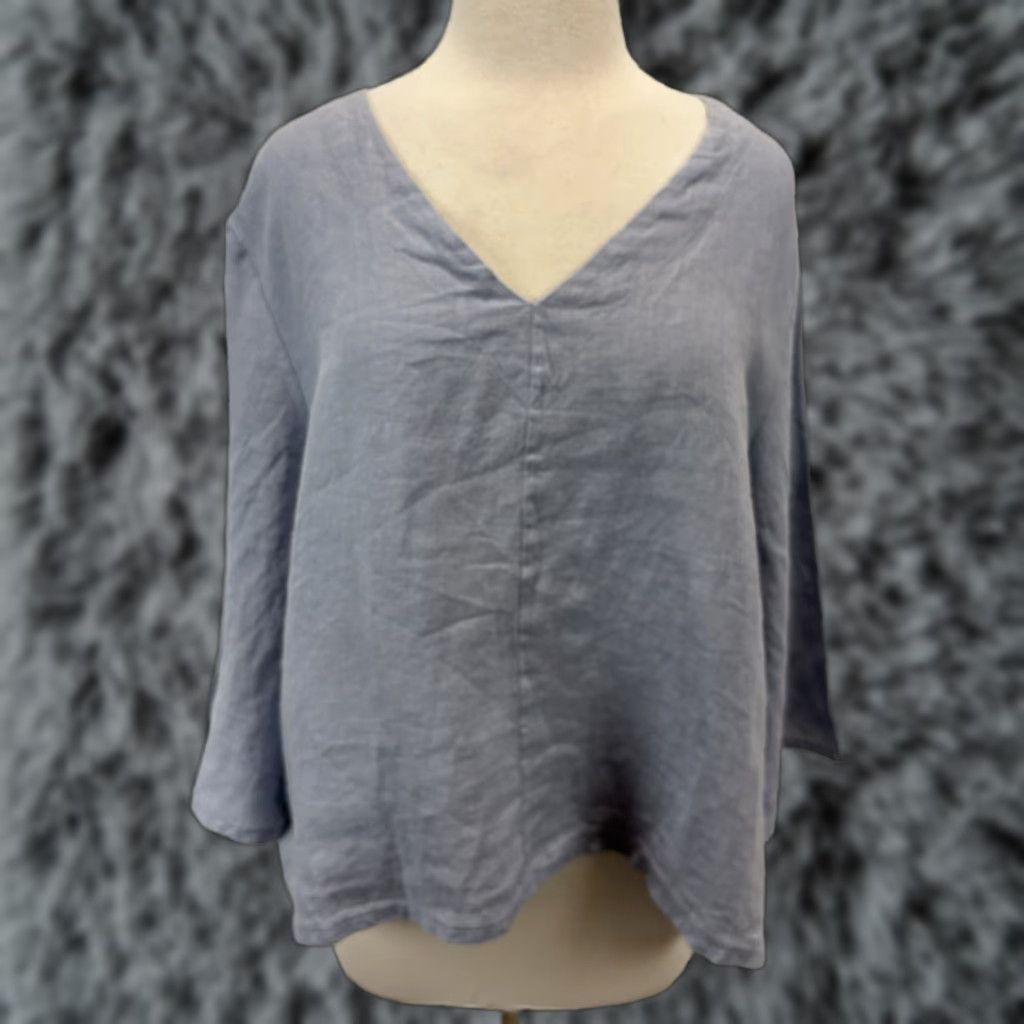Bell VINTAGE Bryn Walker Linen Shirt Women’s Medium Blue Bell Sleeves Casual Pullover Made USA M Size M / US 6-8 / IT 42-44 - 1 Thumbnail