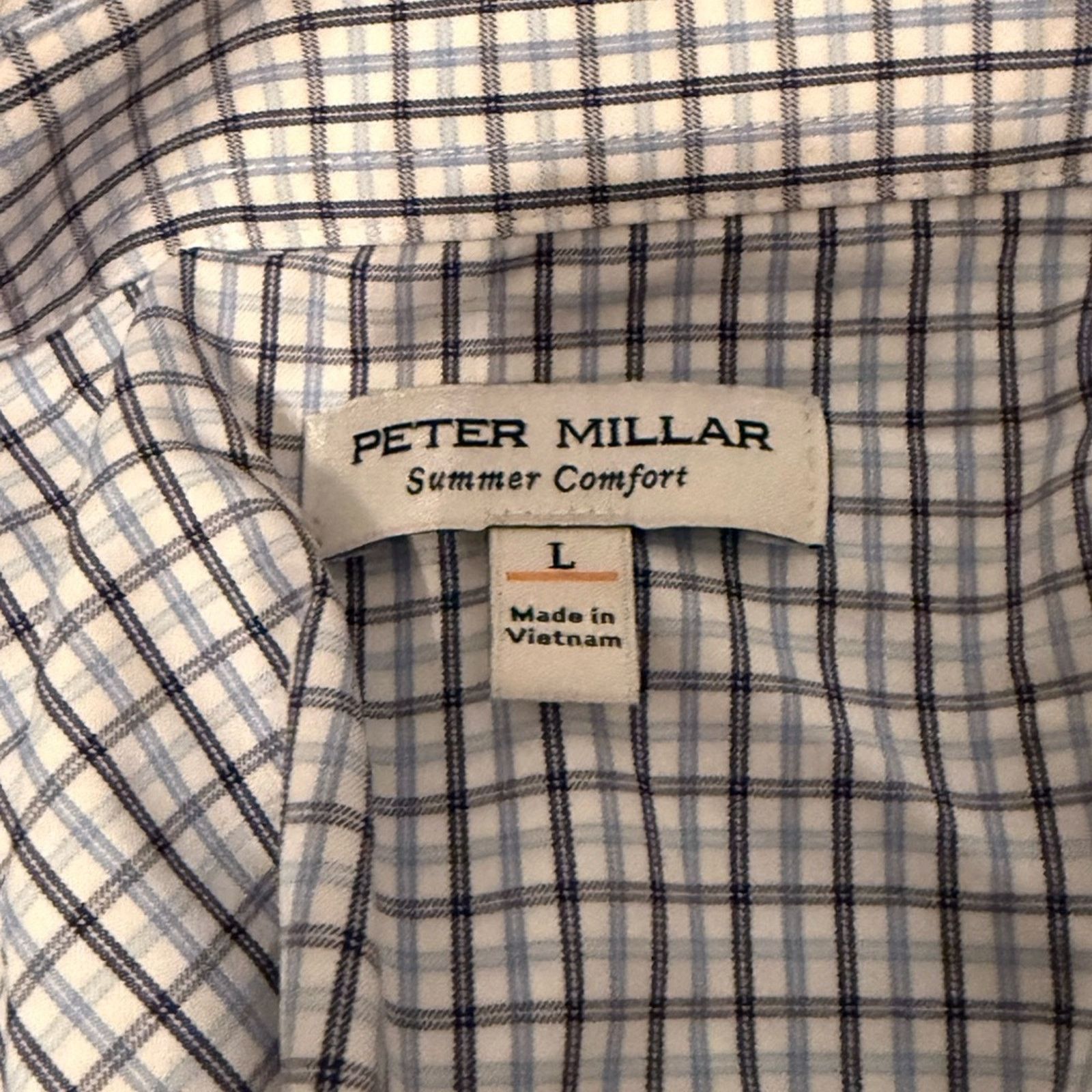 Peter Millar Peter Millar White and Blue Plaid Shirt Size US L / EU 52-54 / 3 - 2 Thumbnail