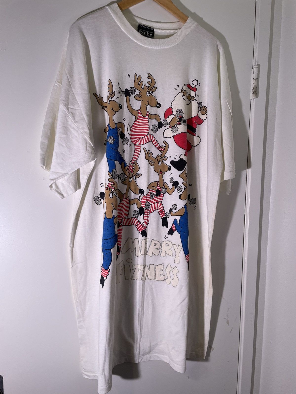 Vintage 80’s 90’s VTG Vintage Merry Christmas Fitness Santa T Shirt Size US XXL / EU 58 / 5 - 1 Thumbnail