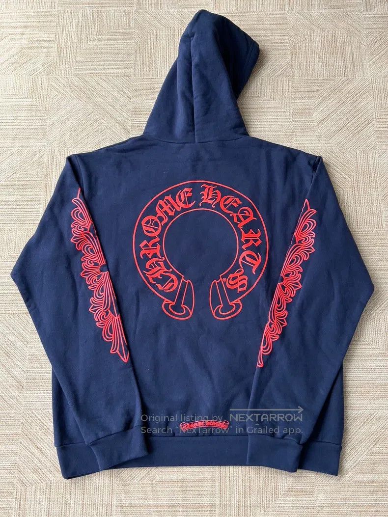 Chrome Hearts CHROME HEARTS Size M Red horseshoe print navy blue hoodie Size US M / EU 48-50 / 2 - 2 Thumbnail