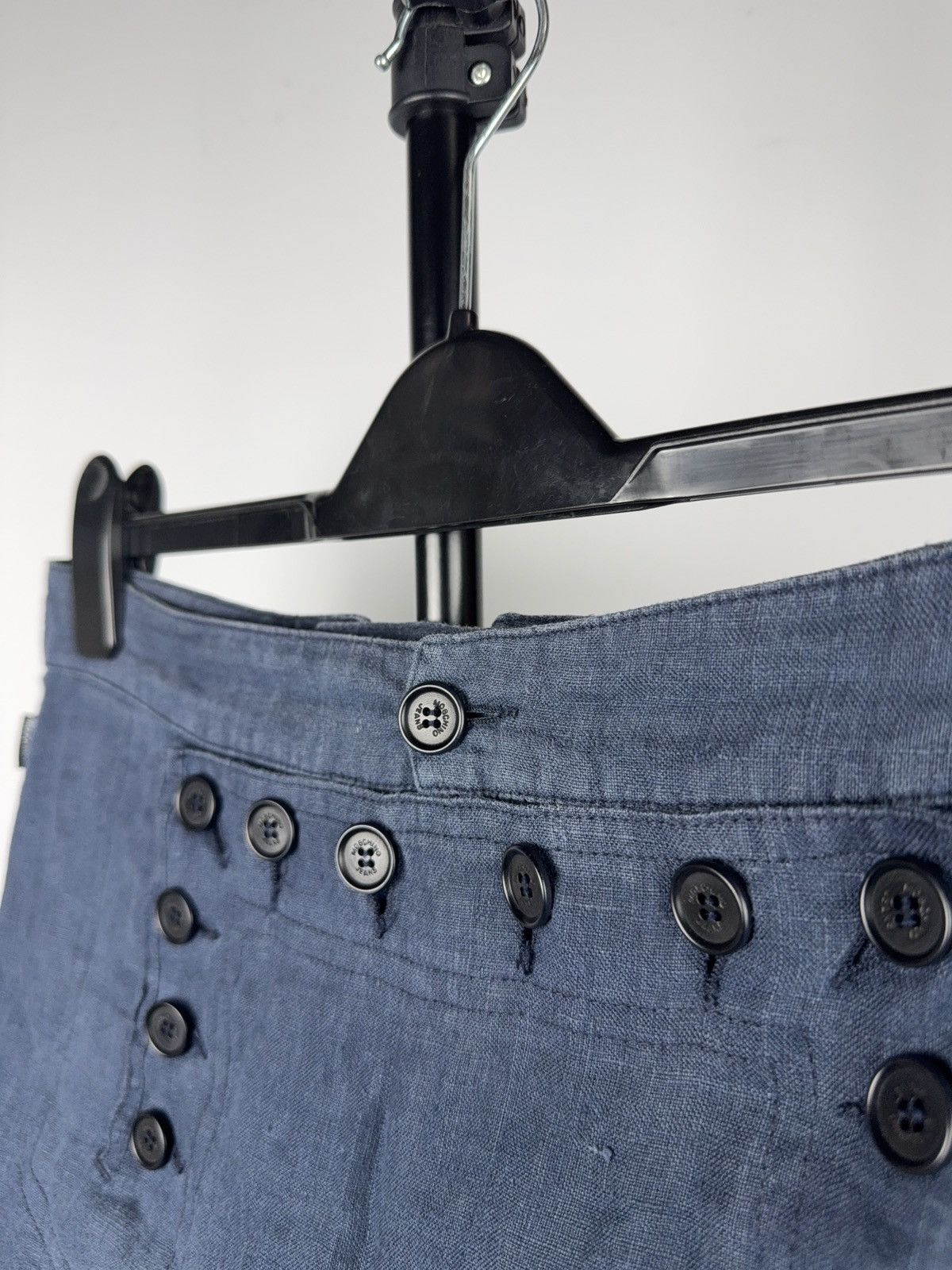 Moschino Luxury Moschino Jeans Faded Blue Button Detail Mini Skirt Size 29" - 6 Thumbnail