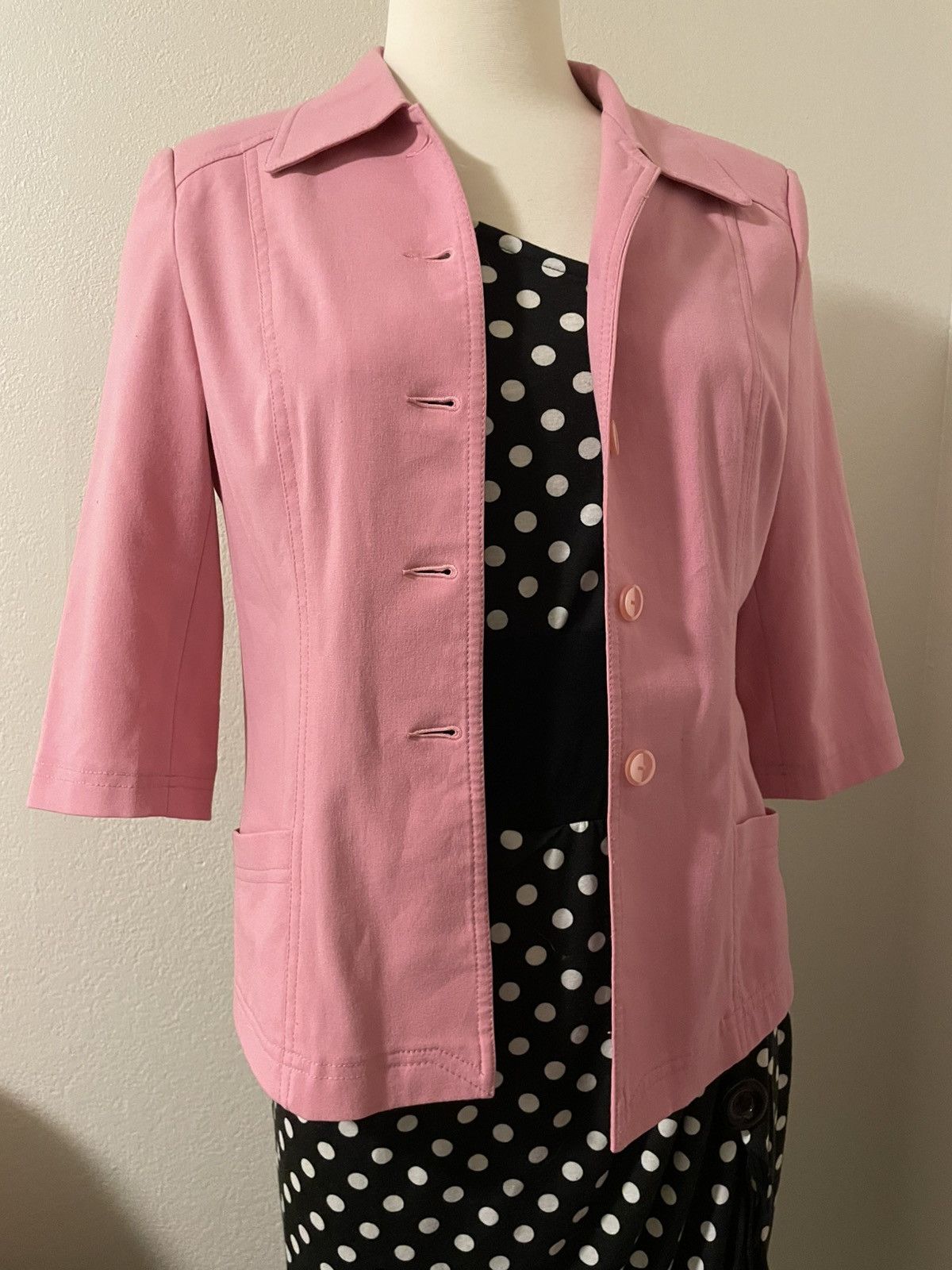 Vintage Pink Retro 3/4 sleeve Blazer Jacket S Size S / US 4 / IT 40 - 5 Thumbnail