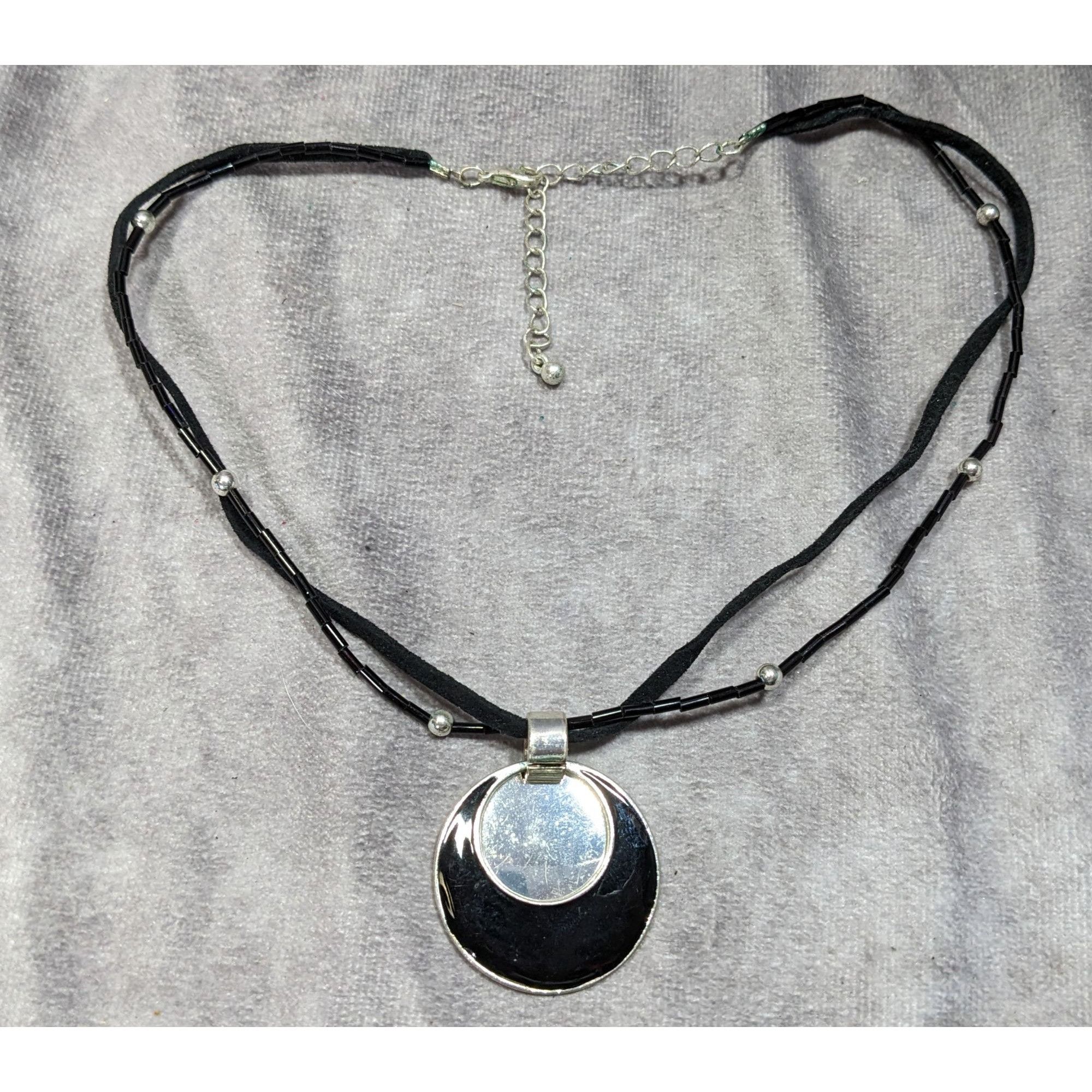Other Gothic Mod Black & Silver Layered Pendant Necklace With Adju Size ONE SIZE - 5 Thumbnail