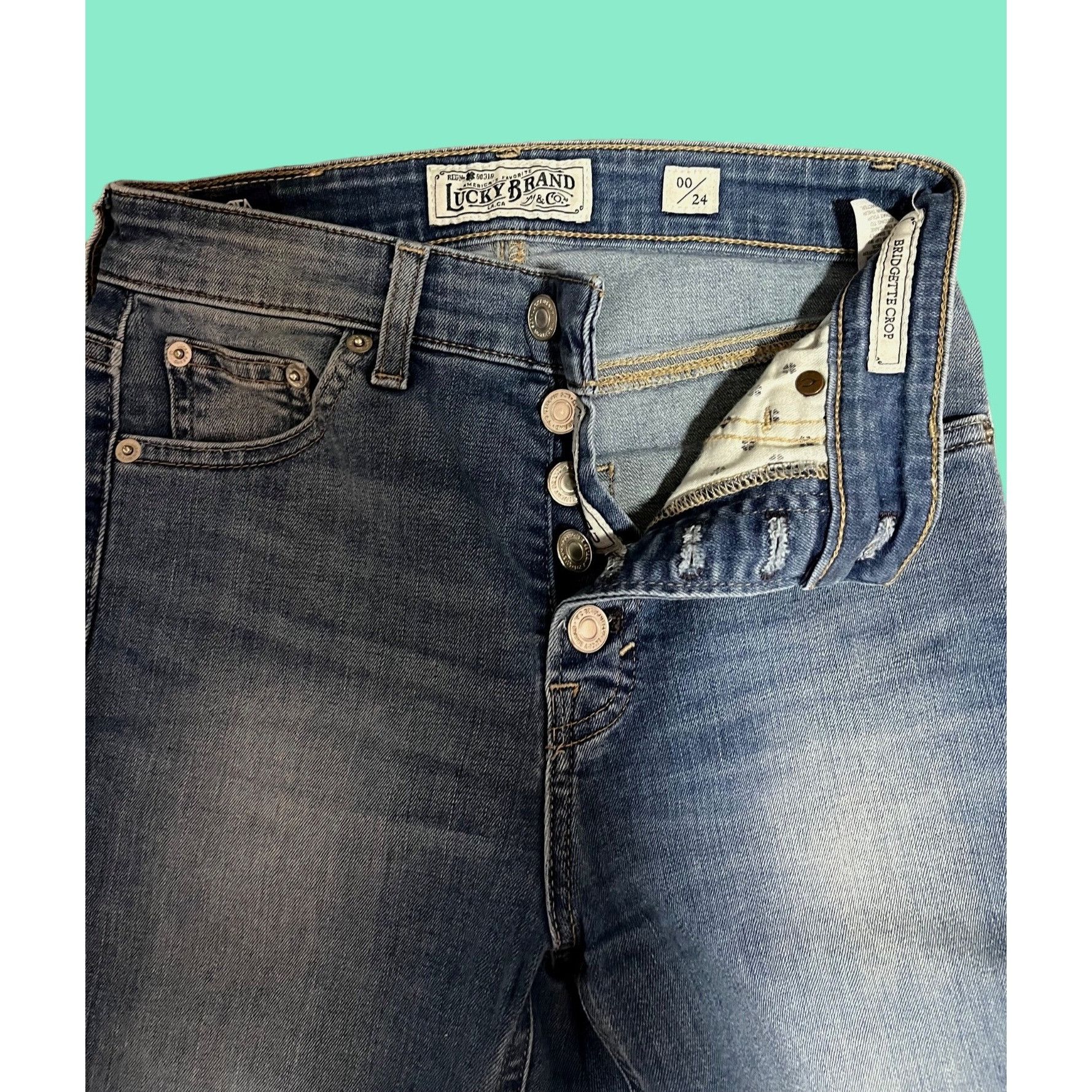 Lucky Brand Lucky Brand Womens Bridgette Crop Button Fly Skinny Jeans Si Size 24" / US 00 / IT 34 - 4 Thumbnail