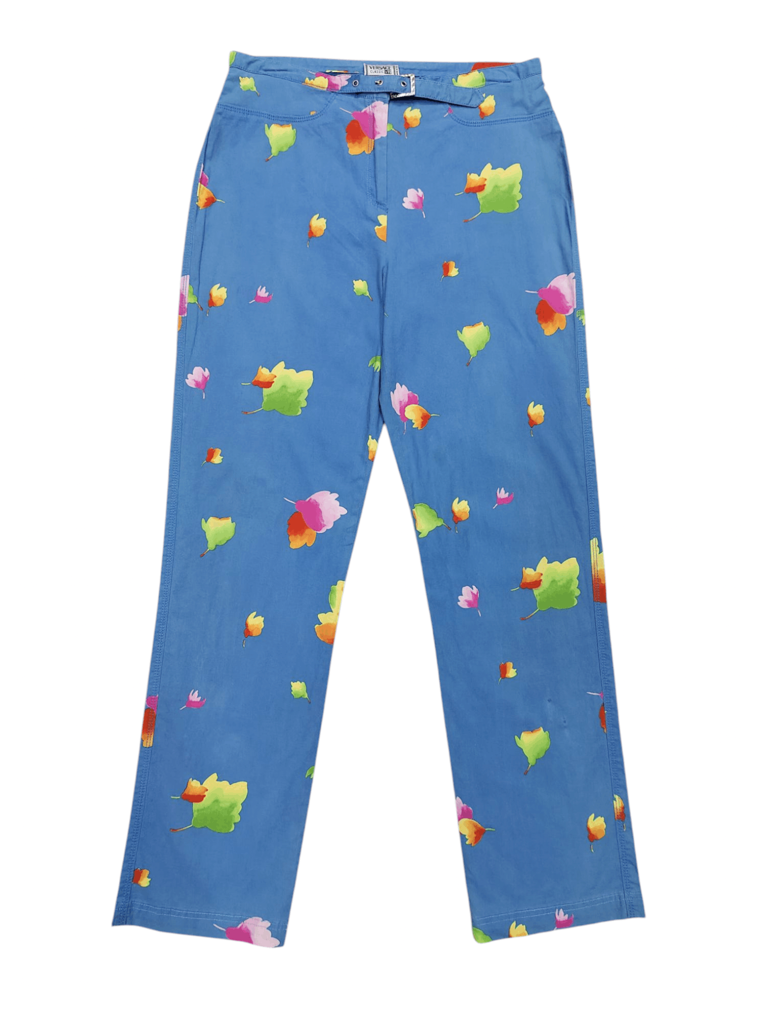 Versace 90s Versace- Classic V2 Greek Belt Y2K Florals Pants Size 30" / US 8 / IT 44 - 1 Thumbnail
