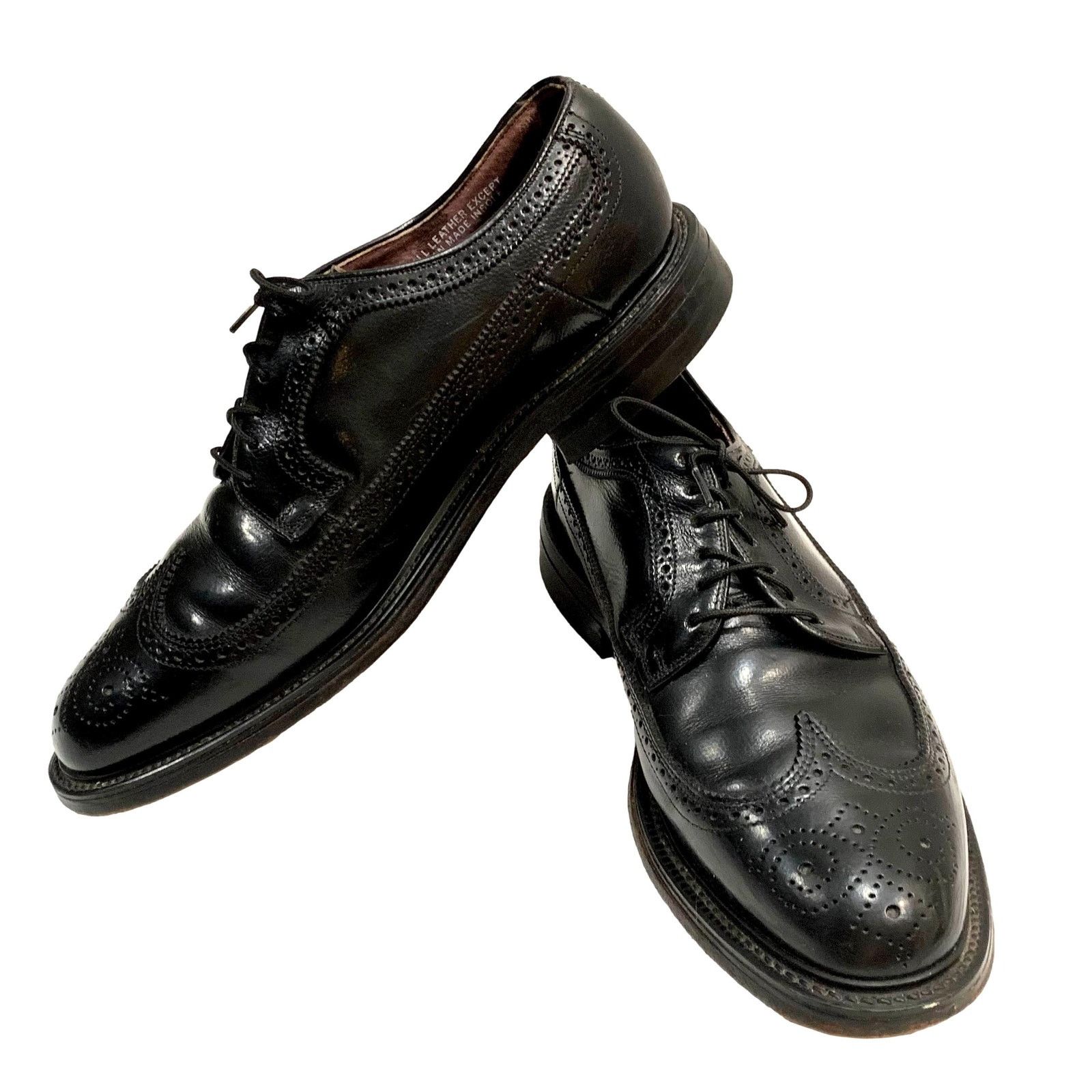 Genuine Leather × Vintage Vintage Hanover Black Leather Wingtips Longwings | 9.5 EEE Size US 9.5 / EU 42-43 - 1 Thumbnail