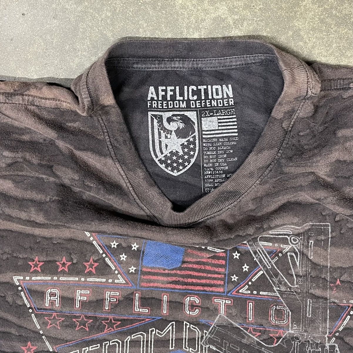 Vintage Affliction Freedom Defender Grunge Skull Goth Graphic Shirt Size US XXL / EU 58 / 5 - 5 Thumbnail