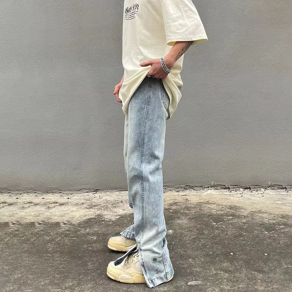 Denime × Japanese Brand Flared Jeans Men Y2k Streetwear Summer Blue Slim Size US 35 - 3 Thumbnail