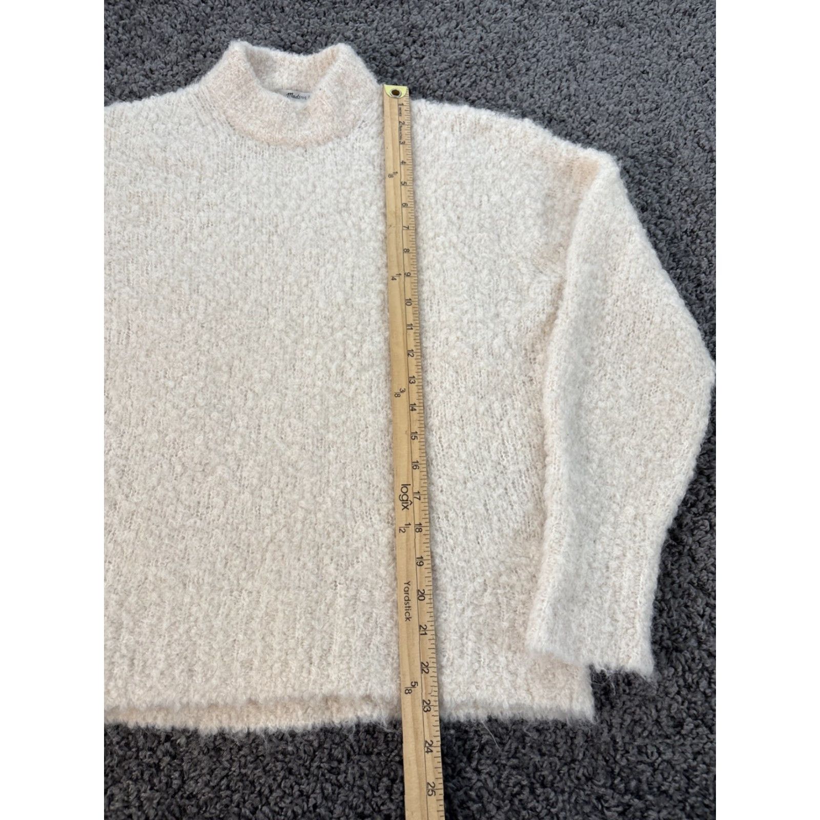 Madewell VINTAGE MADEWELL Mock Neck Sweater Women’s XS Ivory Alpaca Merino Wool Blend Knit Pullover Lightweight Breathable Casual Travel Workwear Size XS / US 0-2 / IT 36-38 - 2 Thumbnail