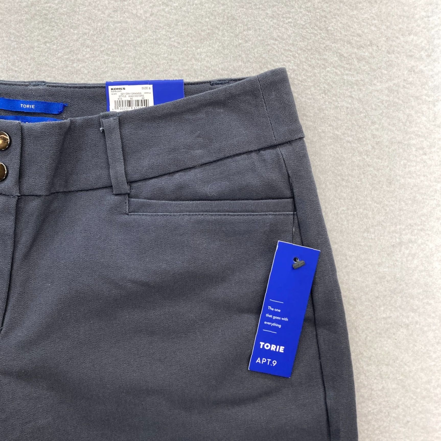 Apt. 9 Apt. 9 Torie Ankle Pants Women's 8 Gray Stretch Mid Rise Straight Casual Comfort Pants Size 30" / US 8 / IT 44 - 3 Thumbnail