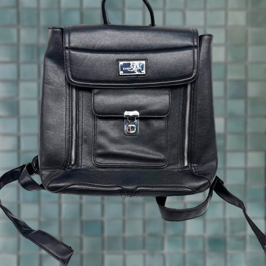Vintage Sandy Lisa Amalfi Backpack, Black 12"X6"X13" / 13" Laptop iPad More Backpack Unisex Adults Medium Black Gold Hardware Size ONE SIZE - 1 Thumbnail