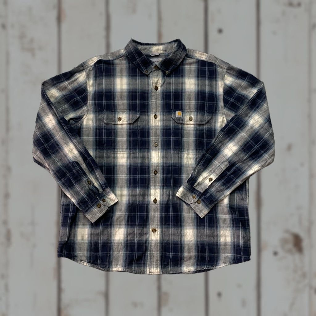 Carhartt VINTAGE Carhartt Relaxed Fit Shirt Blue Plaid Long Sleeve XL Men's Size US XL / EU 56 / 4 - 1 Thumbnail