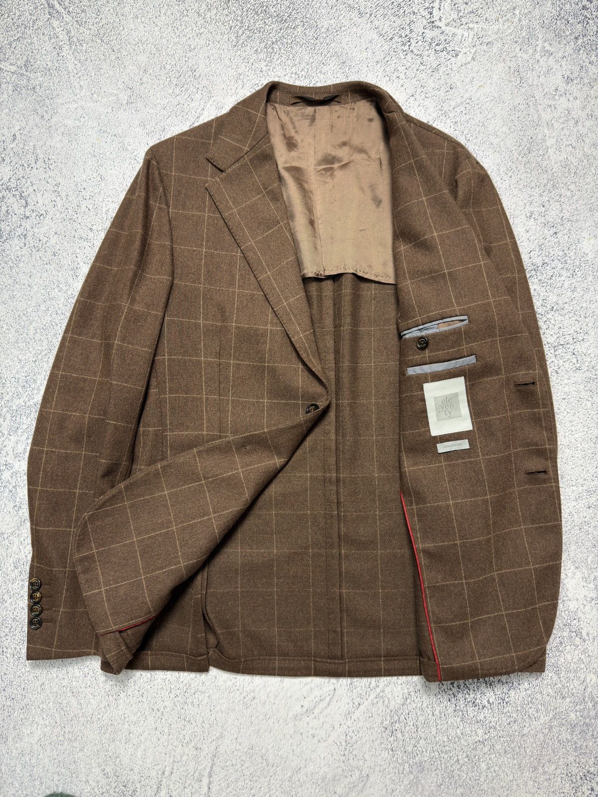 Eleventy Eleventy Brown Check Blazer Wool Cashmere Athletic Fit Sz 52 Size 52L - 8 Thumbnail