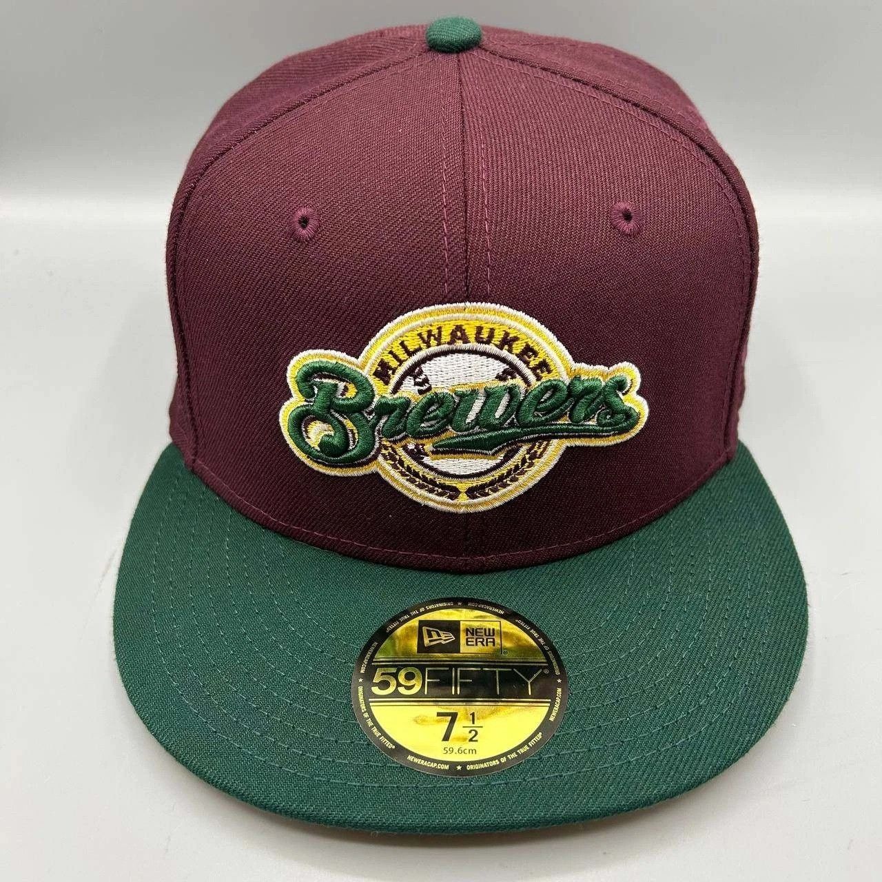 New Era Milwaukee Brewers Hat Men 7 1/2 Red Green MLB Fitted Cap New Size ONE SIZE - 1 Thumbnail