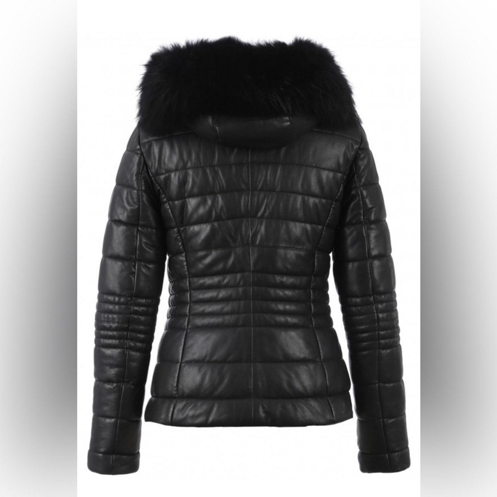 OAK OAKWOOD-Black Jelly Leather Jacket-Sz M -lambskin/racoon fur Size M / US 6-8 / IT 42-44 - 2 Thumbnail