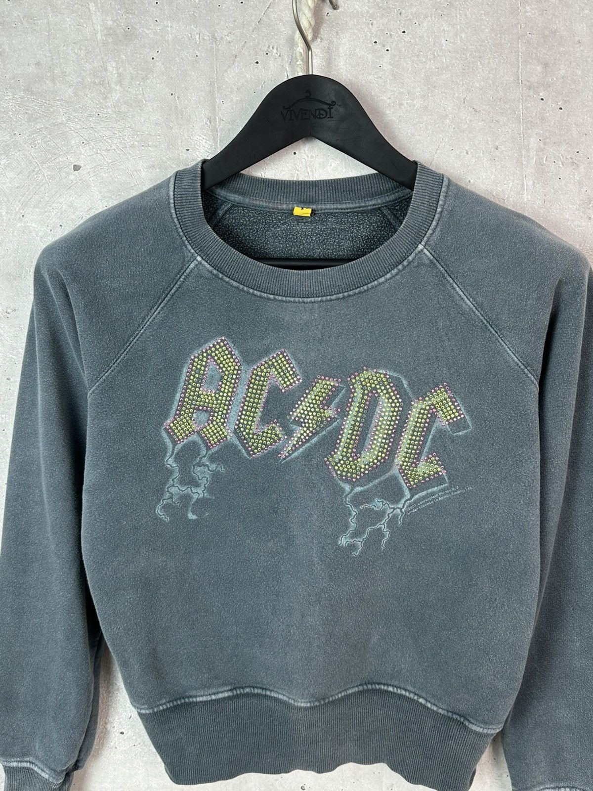 AC/DC Vintage AC/DC 2007 Rhinestones Logo Washed Blue Sweatshirt Size M / US 6-8 / IT 42-44 - 2 Thumbnail