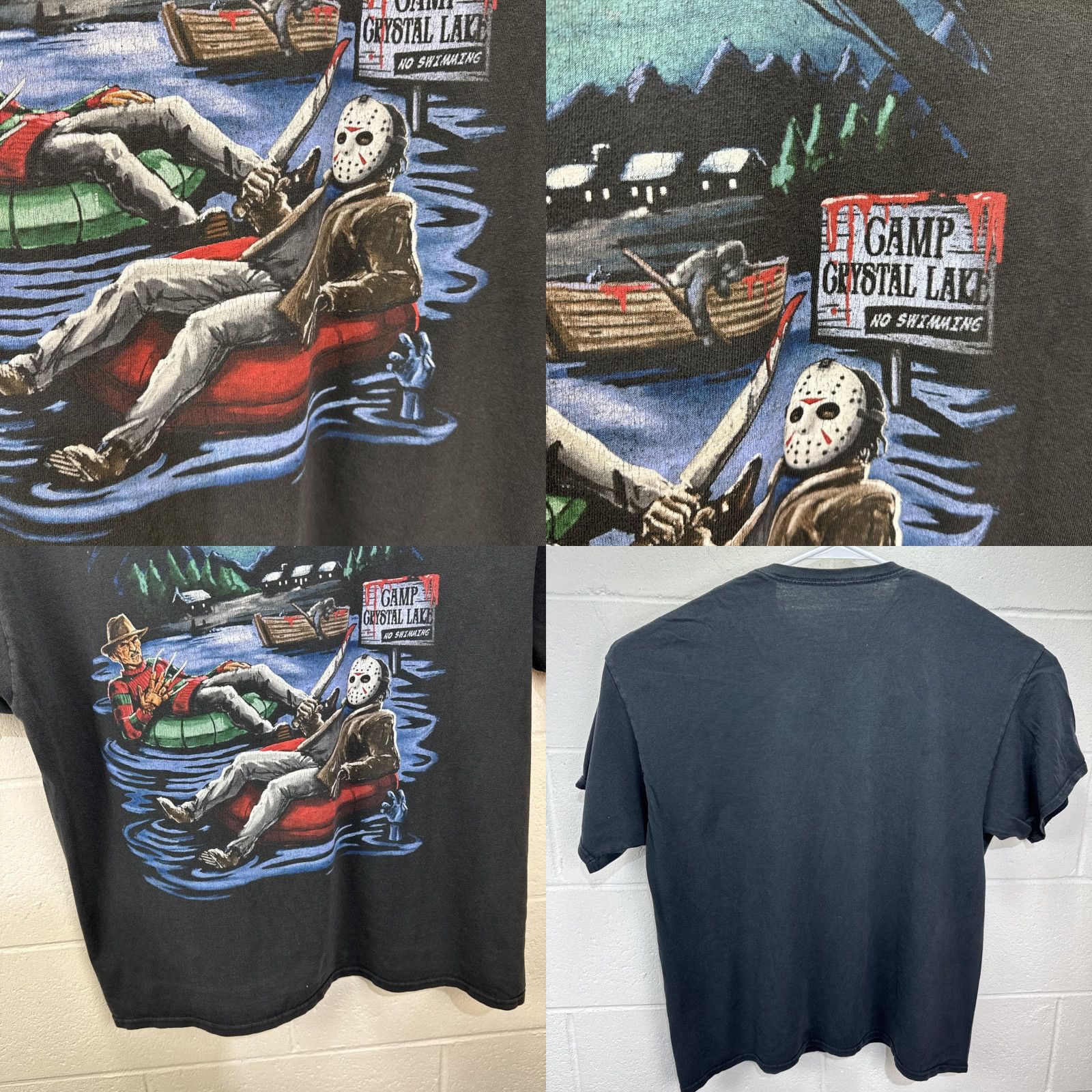 Vintage NIGHTMARE ON ELM STREET Freddy Jason T-Shirt 2XL Black Horror Slasher Mens Size US XXL / EU 58 / 5 - 8 Thumbnail