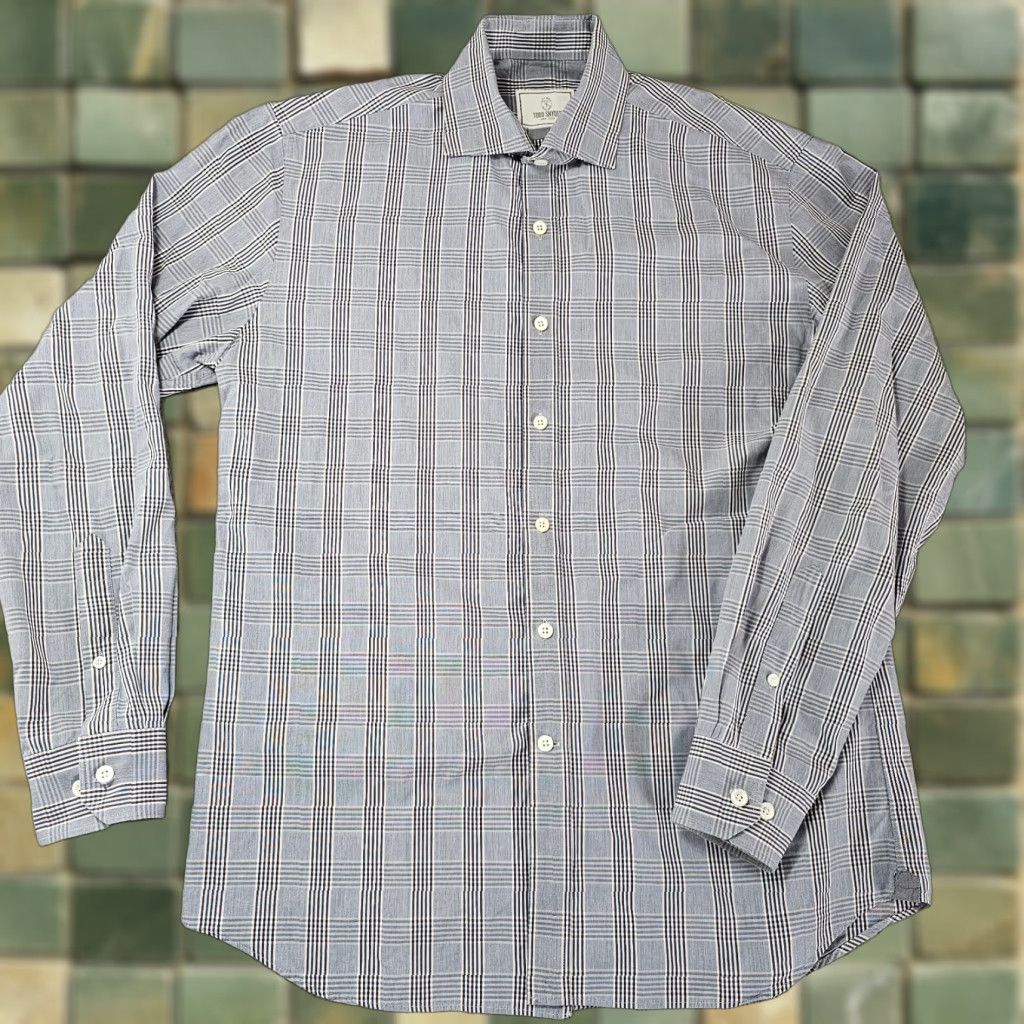 Todd Snyder Todd Snyder Dress Shirt Mens 16.5 34/35 Grey Glen Check Button Up Long Sleeve Shirt Size 46R - 1 Thumbnail