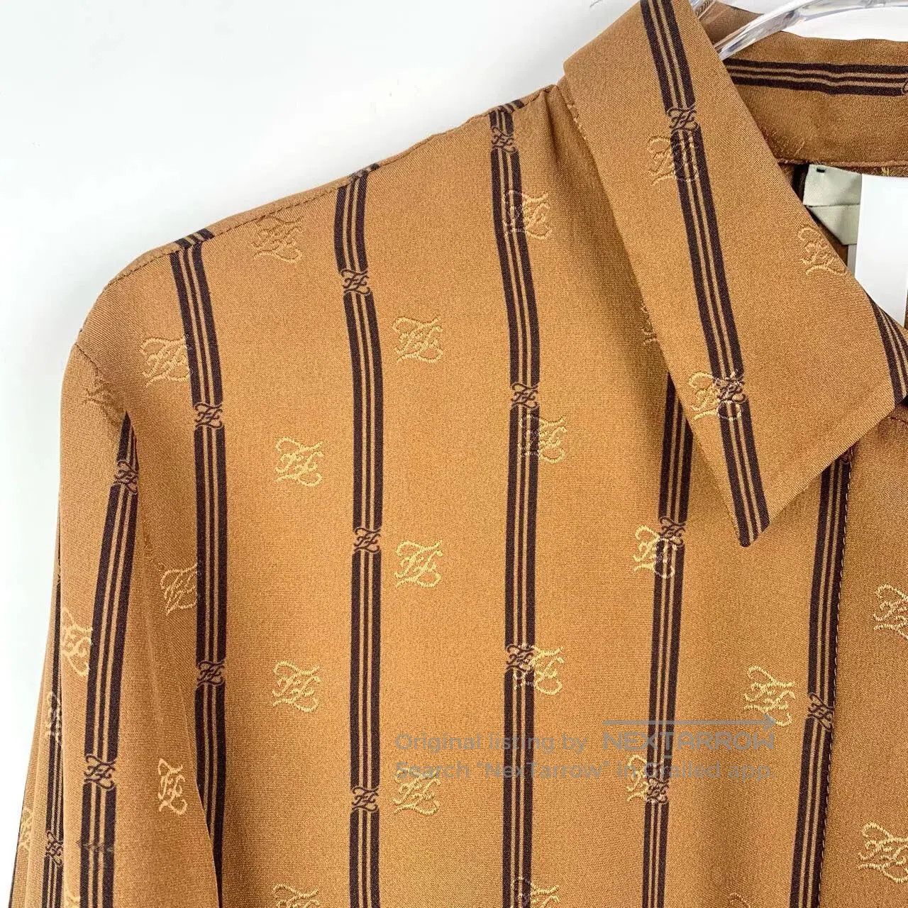 Fendi fendi brown striped silk long sleeve shirt. Size US M / EU 48-50 / 2 - 3 Thumbnail
