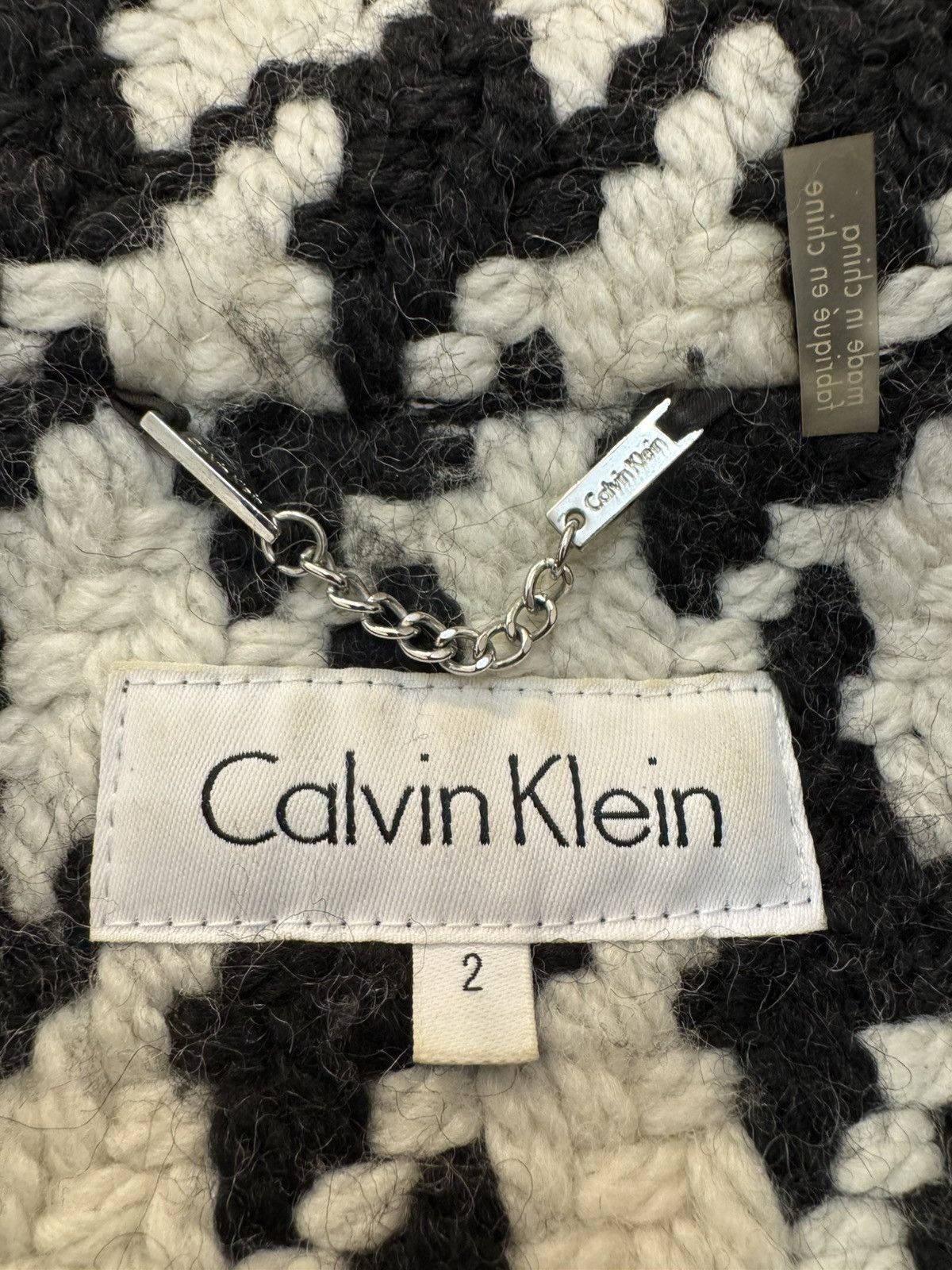 Calvin Klein Calvin Klein Houndstooth Coat Wool Acrylic Black White 2 S Size S / US 4 / IT 40 - 13 Thumbnail