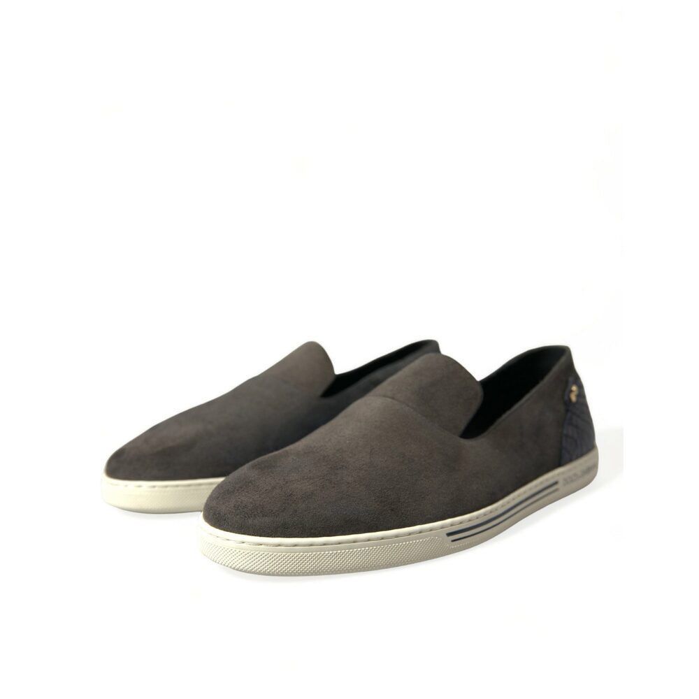Dolce & Gabbana Dolce & Gabbana Elegant Blue Suede & Crocodile Slippers Size US 8 / EU 41 - 3 Thumbnail