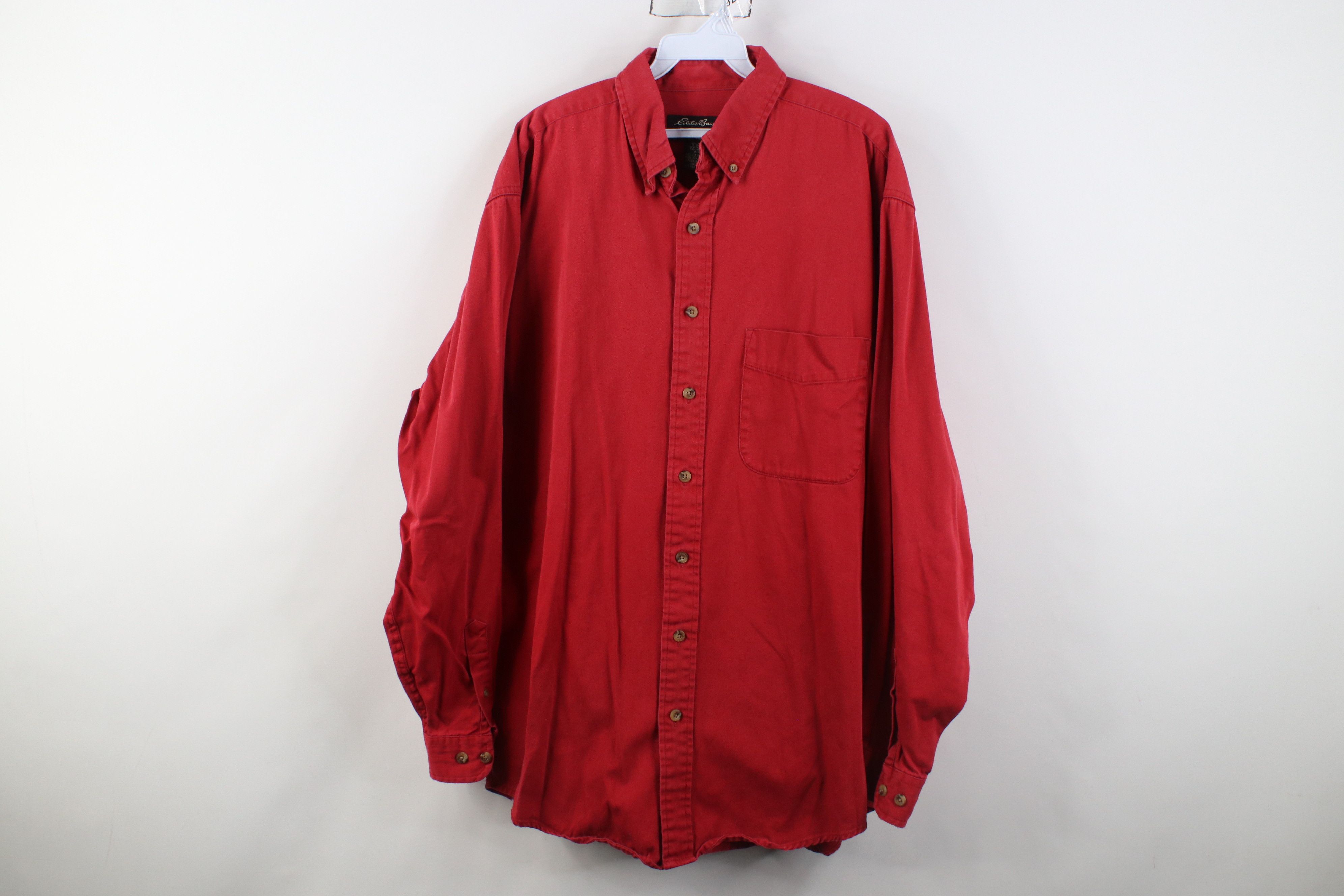 Eddie Bauer Vintage 90s Eddie Bauer Twill Denim Button Down Shirt Red Size US M / EU 48-50 / 2 - 1 Thumbnail
