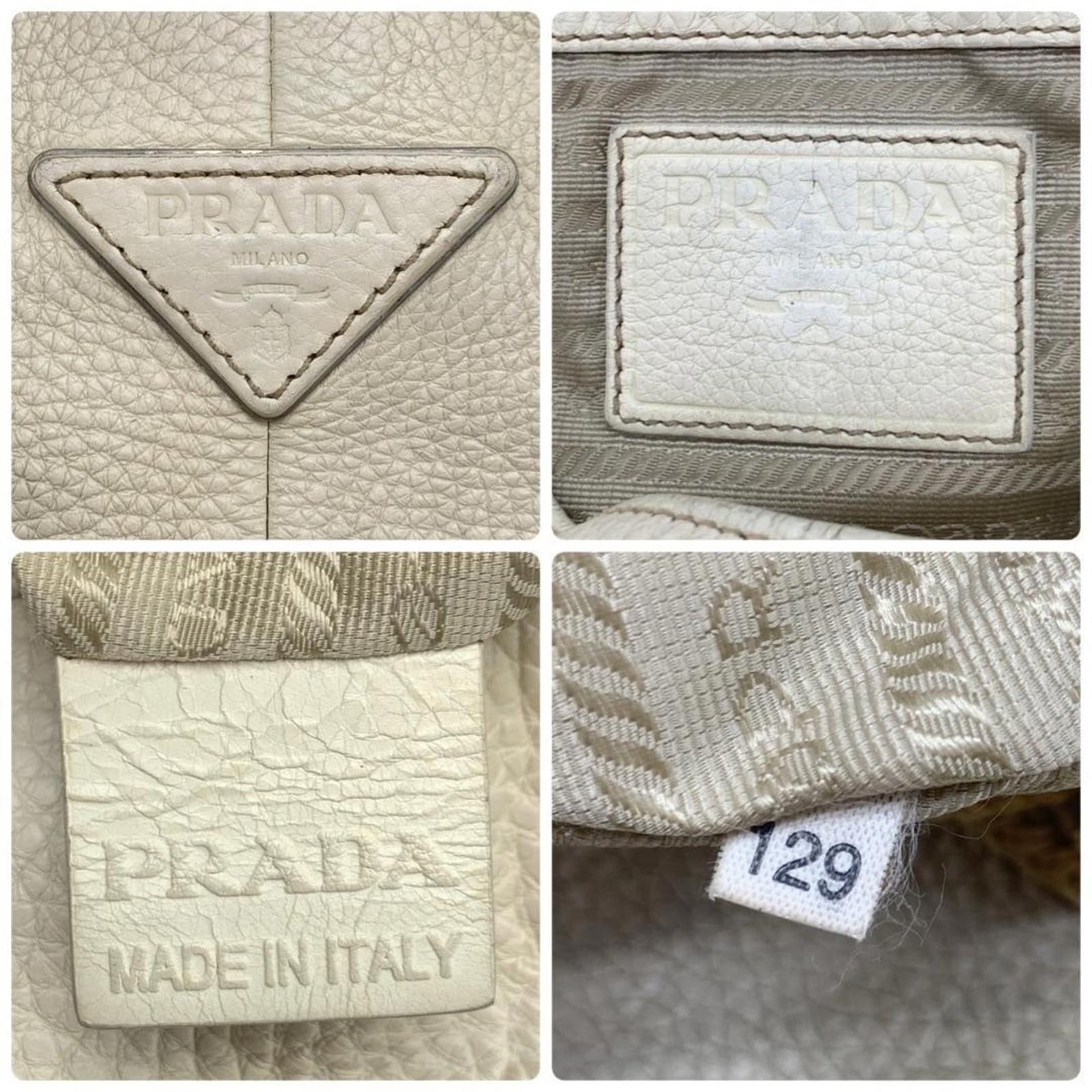 Prada Prada - Light Grey Leather Hobo Shoulder Bag Size ONE SIZE - 9 Thumbnail