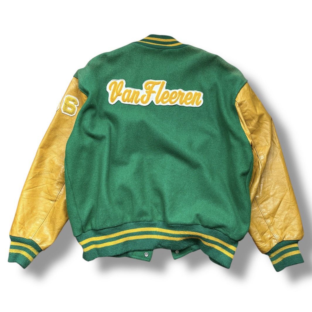 Delong VINTAGE DELONG DISTRESSED VARSITY LEATHER JACKET VAN FLEEREN Size US XXL / EU 58 / 5 - 5 Thumbnail