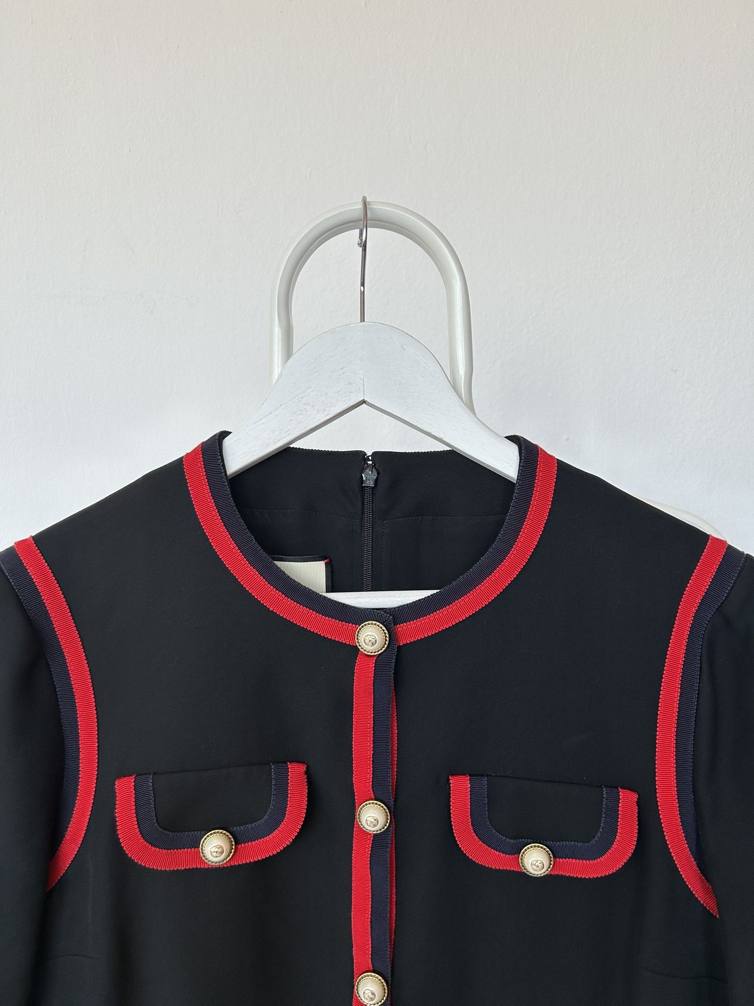 Gucci 2017 Gucci ribbon trim short sleeve wool and silk mini dress Size M / US 6-8 / IT 42-44 - 3 Thumbnail