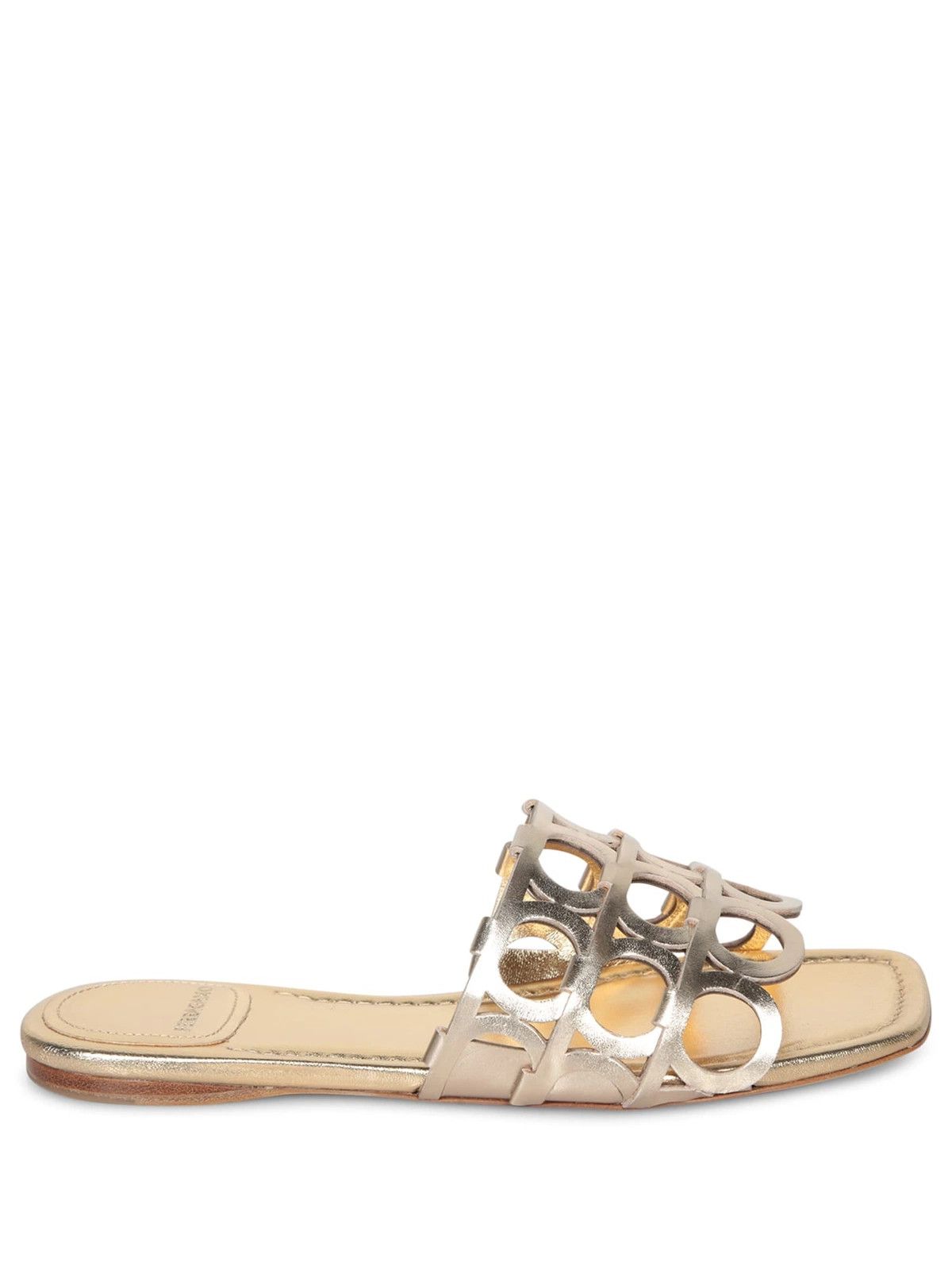 Salvatore Ferragamo o1s1rm0526 Erne Gancini Slides in Gold Size US 6 / IT 36 - 1 Thumbnail