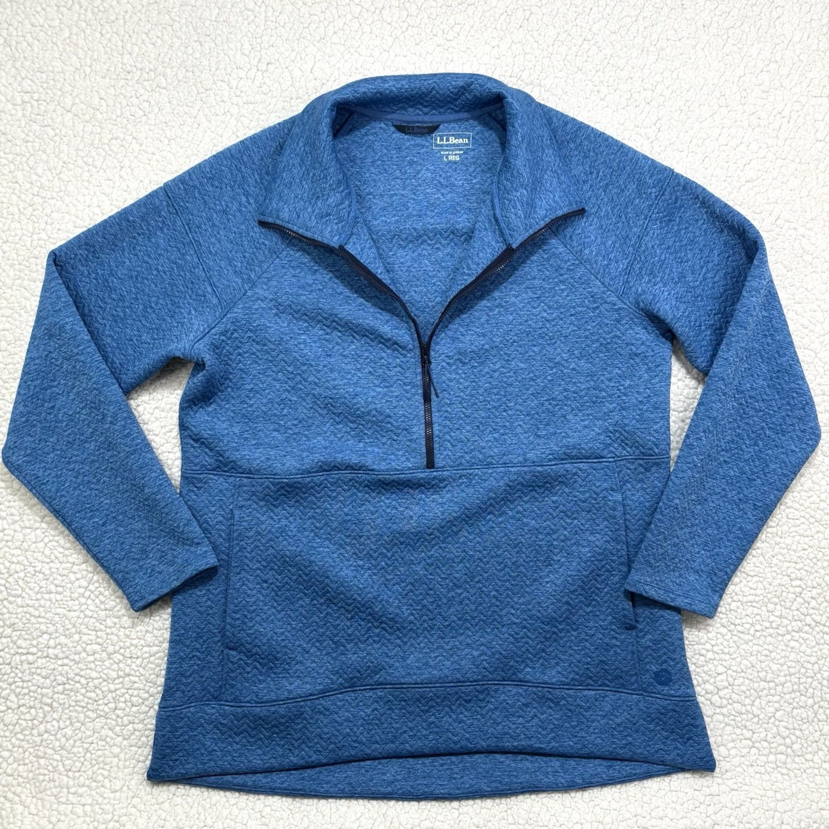 Vintage L.L. Bean Marine Blue Half-Zip Quilted Pullover Sweatshirt Womens L Size L / US 10 / IT 46 - 3 Thumbnail