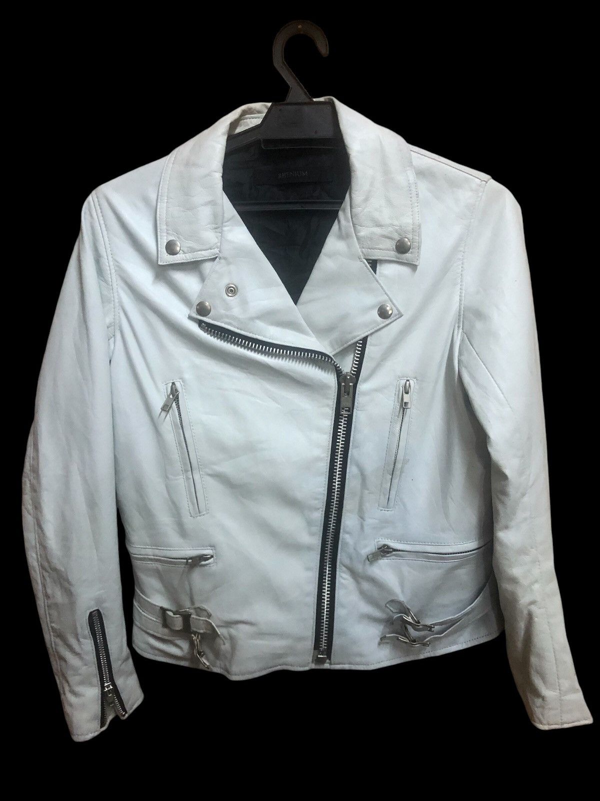 Japanese Brand Rhenium Double Collar Lamb leather Punk Jacket Size S / US 4 / IT 40 - 1 Thumbnail