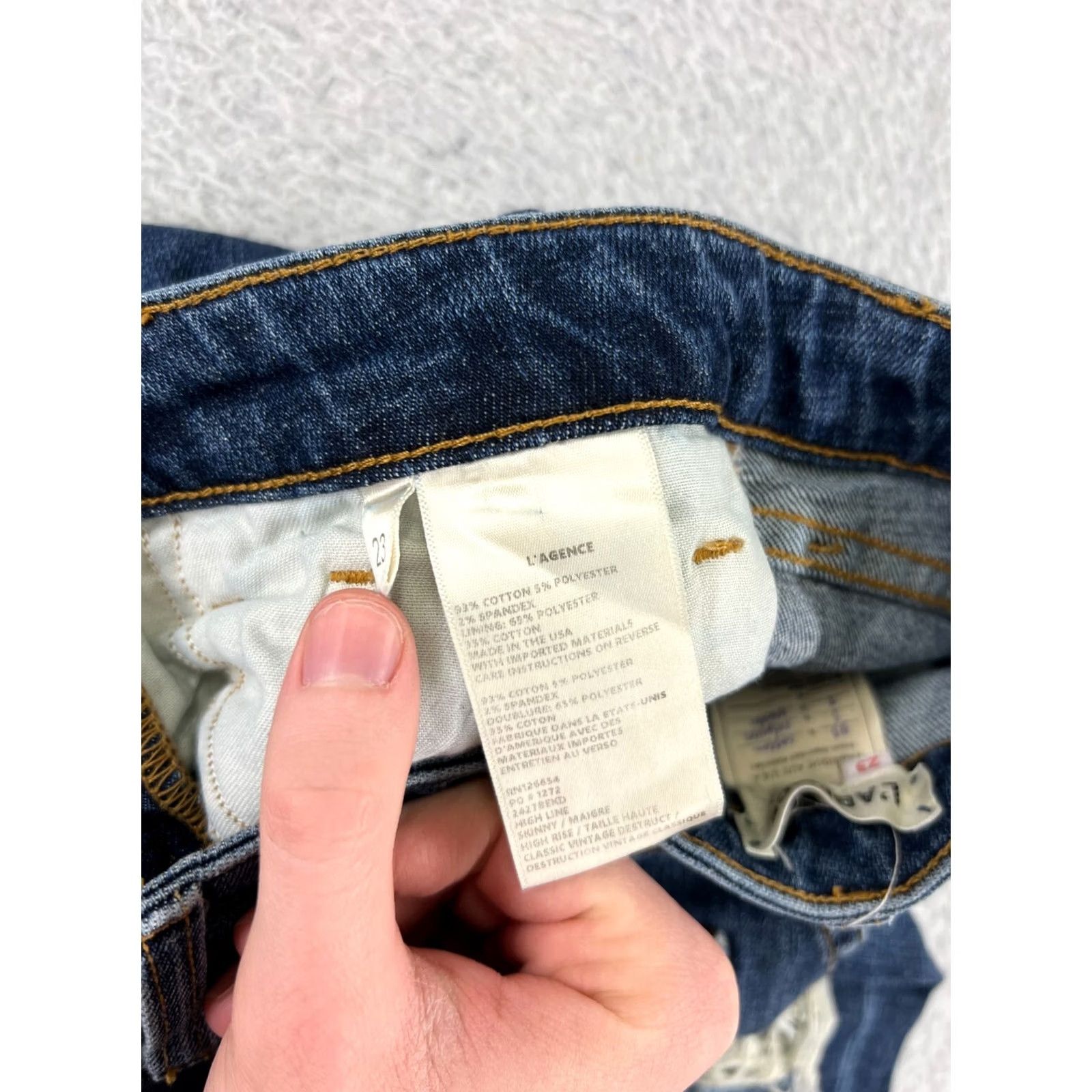 L'AGENCE L'AGENCE Jeans Womens 23 Blue Denim High Line Skinny Distressed 5-Pocket Cotton Blend Size 40" / US 18 - 4 Thumbnail