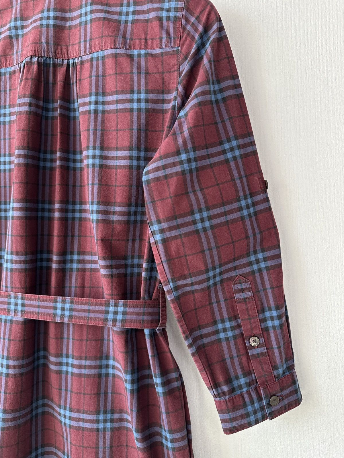 Burberry BURBERRY Plaid Shirt Dress Burgundy Check Cotton Belted US 4 Size XS / US 0-2 / IT 36-38 - 8 Thumbnail