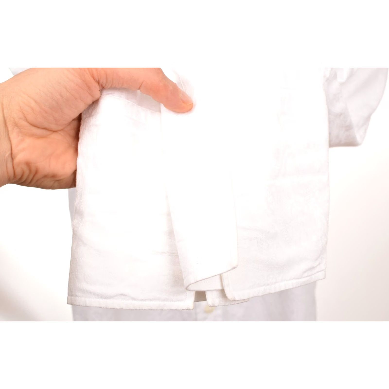 Vintage New & Lingwood White Paisley Pattern Cufflinks Button Shirt 2016433 Size 16, White, Dress Shirt, Long Sleeve, Men, 100% Cotton Size US L / EU 52-54 / 3 - 4 Thumbnail