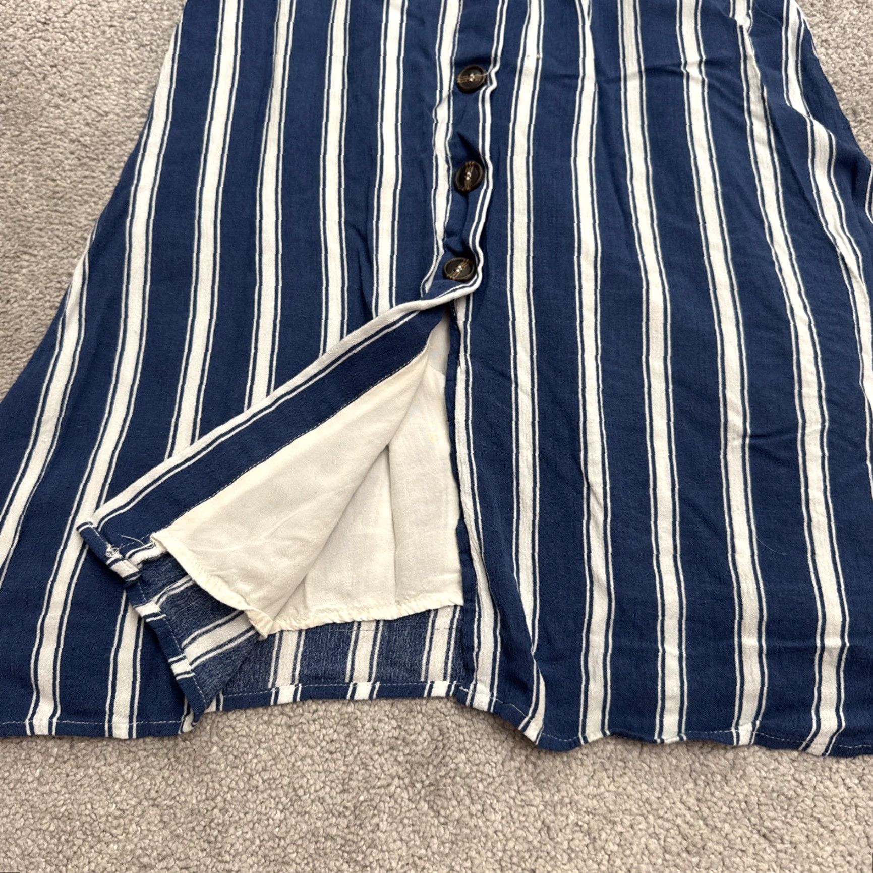 Lulus VINTAGE Lulus Women's A-Line Midi Dress Casual Sleeveless Striped Blue White Summer Small Size S / US 4 / IT 40 - 3 Thumbnail