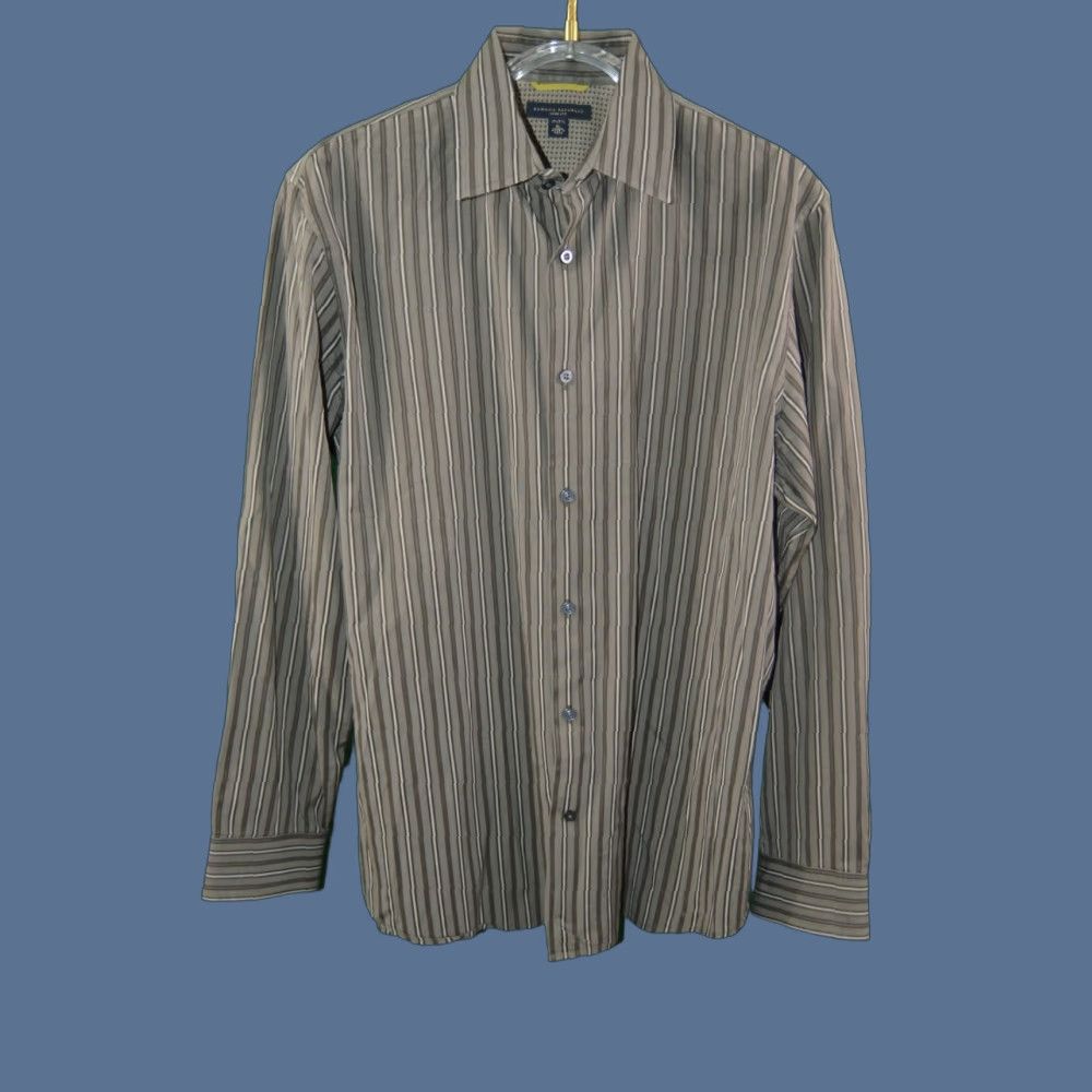 Banana Republic Banana Republic Shirt Mens L/S Brown Stripe XL Slim Fit Shirt Size US XL / EU 56 / 4 - 1 Thumbnail
