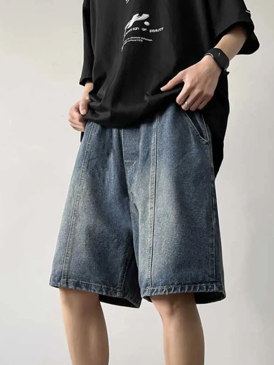 Japanese Brand Retro straight leg patchwork denim shorts Size US 32 / EU 48 - 2 Thumbnail