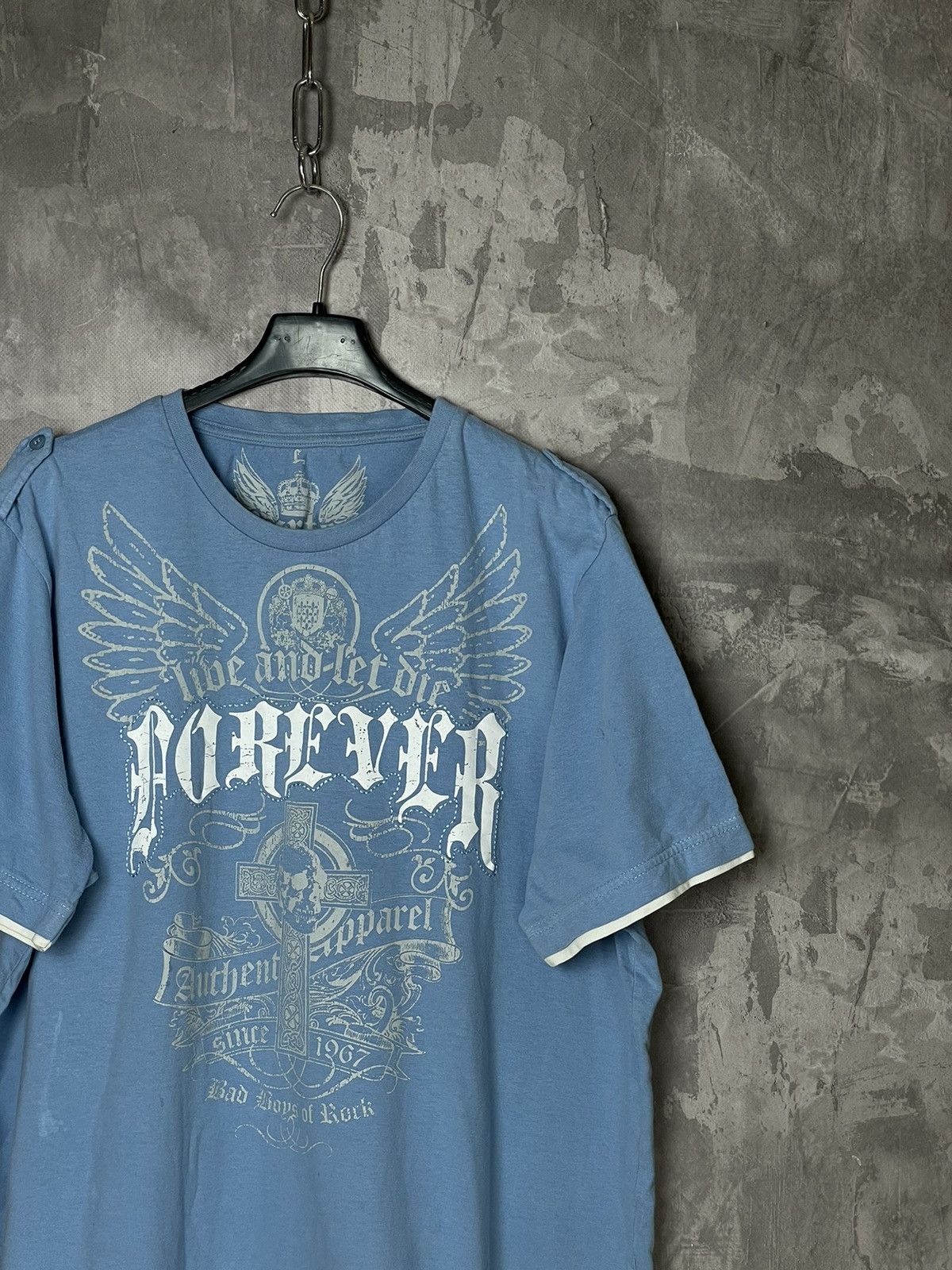 Other Crazy Y2K MMA Style Affliction Overlogo Cross Punk T Shirt Size US L / EU 52-54 / 3 - 4 Thumbnail