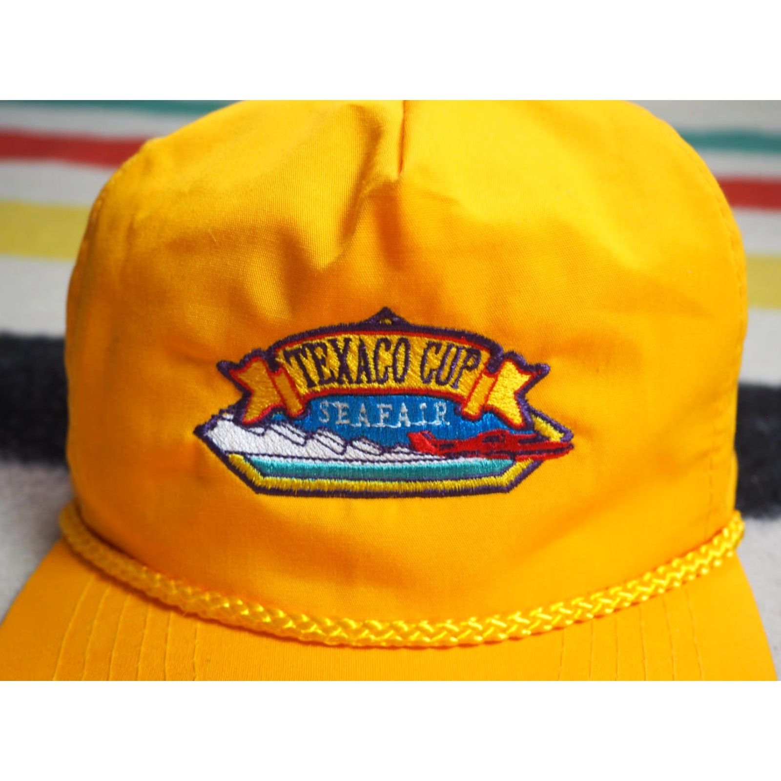Vintage VINTAGE Texaco Cup Speedboat Racing Seafair Yellow OTTO Trucker Hat Cap Adjustable Men Hat 90s Style Summer Spring Fall Yellow StrapbackCN? Size ONE SIZE - 2 Thumbnail