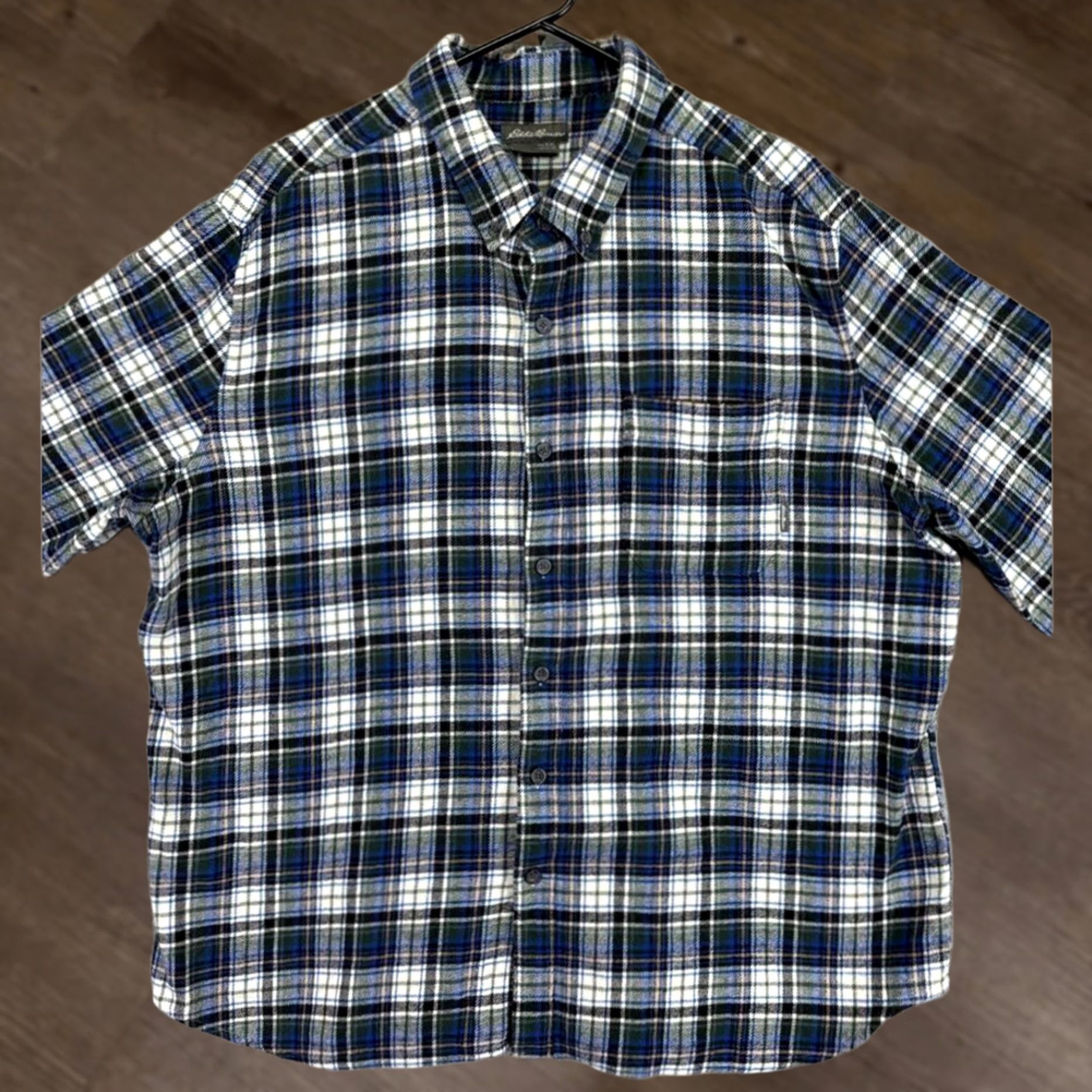 Eddie Bauer Eddie Bauer Flannel Shirt Mens 2XL Green Plaid Long Sleeve Button-Up Collar Spread Knit Cotton Spandex Easy Care Vintage: No Size US XXL / EU 58 / 5 - 1 Thumbnail
