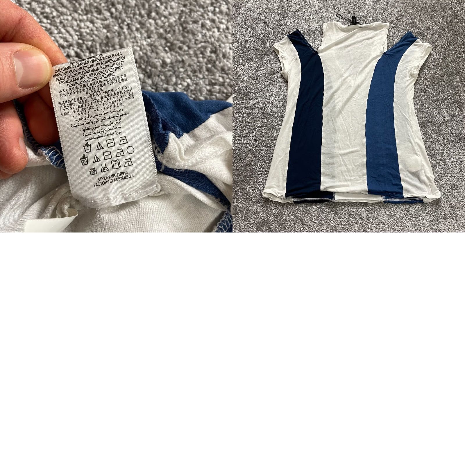 Bcbgmaxazria BCBGMAXAZRIA Shirt Womens XS White Blue Black Striped Cold Shoulder Deep V Neck Size XS / US 0-2 / IT 36-38 - 8 Thumbnail