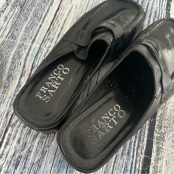 Franco Sarto Vintage Franco Sarto Black Leather Backless Loafers Size US 7.5 / IT 37.5 - 5 Thumbnail