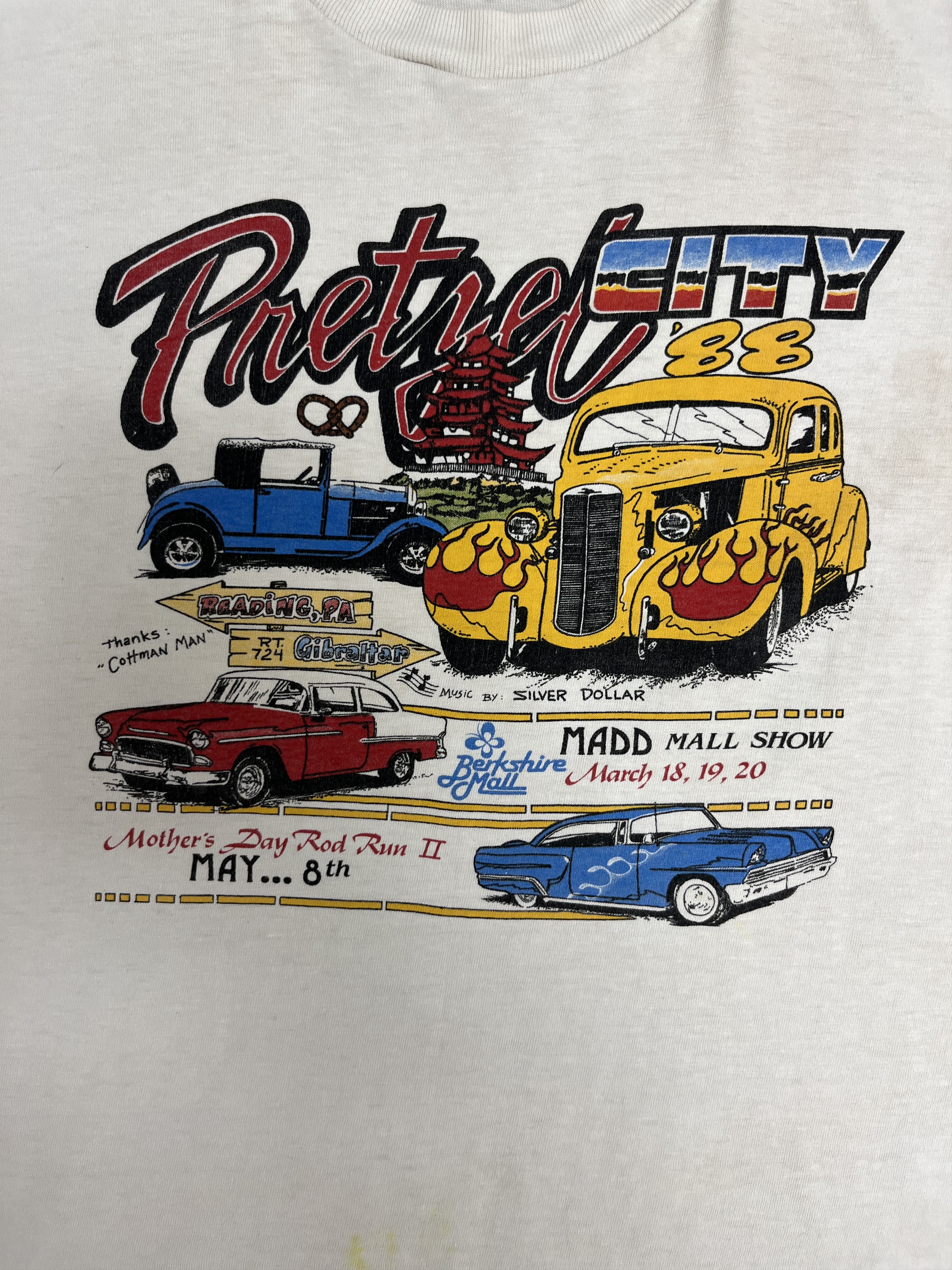 Vintage Pretzel City Car Show '88 Vintage White T-Shirt Tee Size US M / EU 48-50 / 2 - 2 Thumbnail