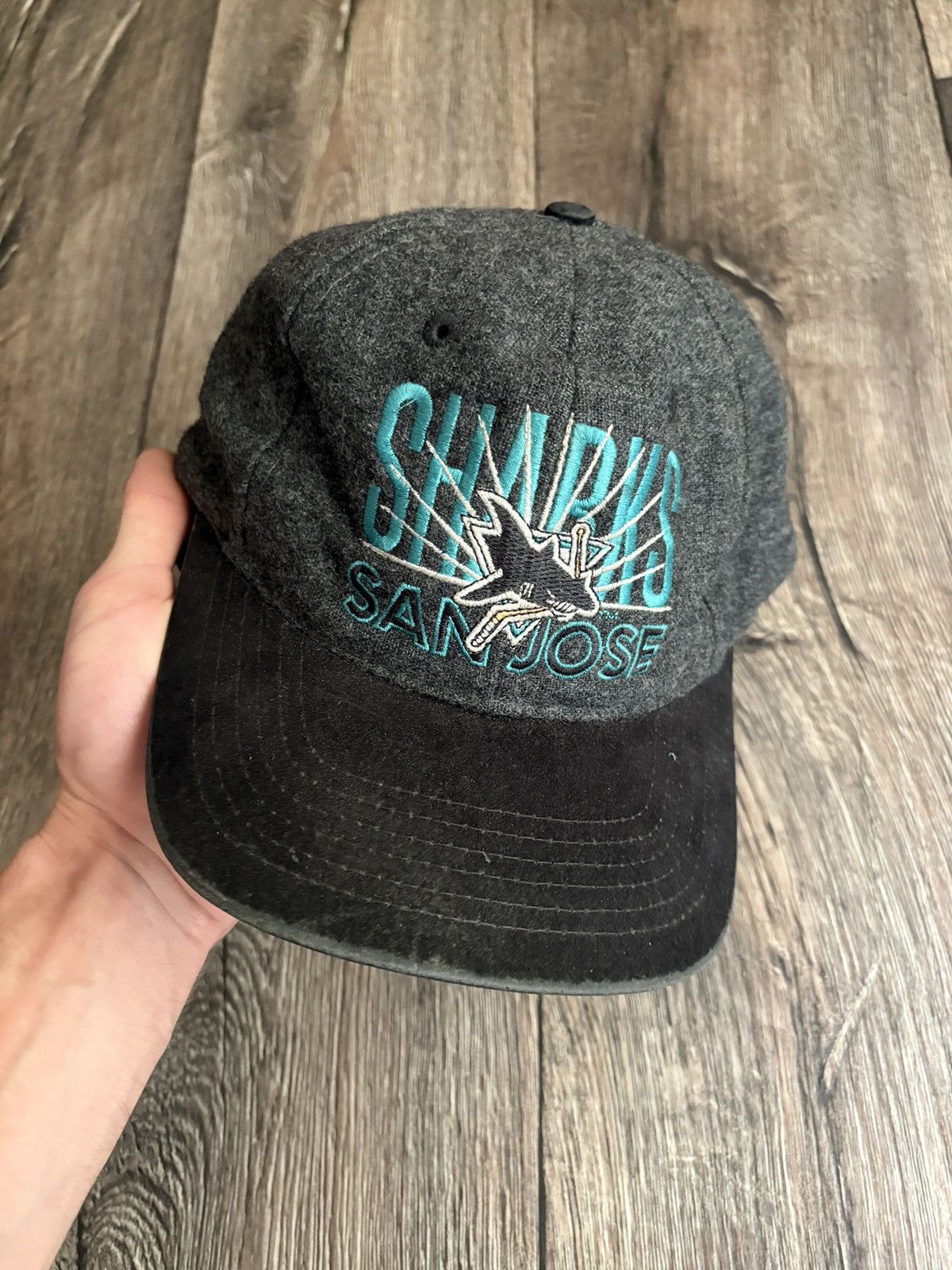 NHL Vintage 90s San Jose Sharks Wool Snapback Hockey Cap Hat NHL Size ONE SIZE - 3 Thumbnail